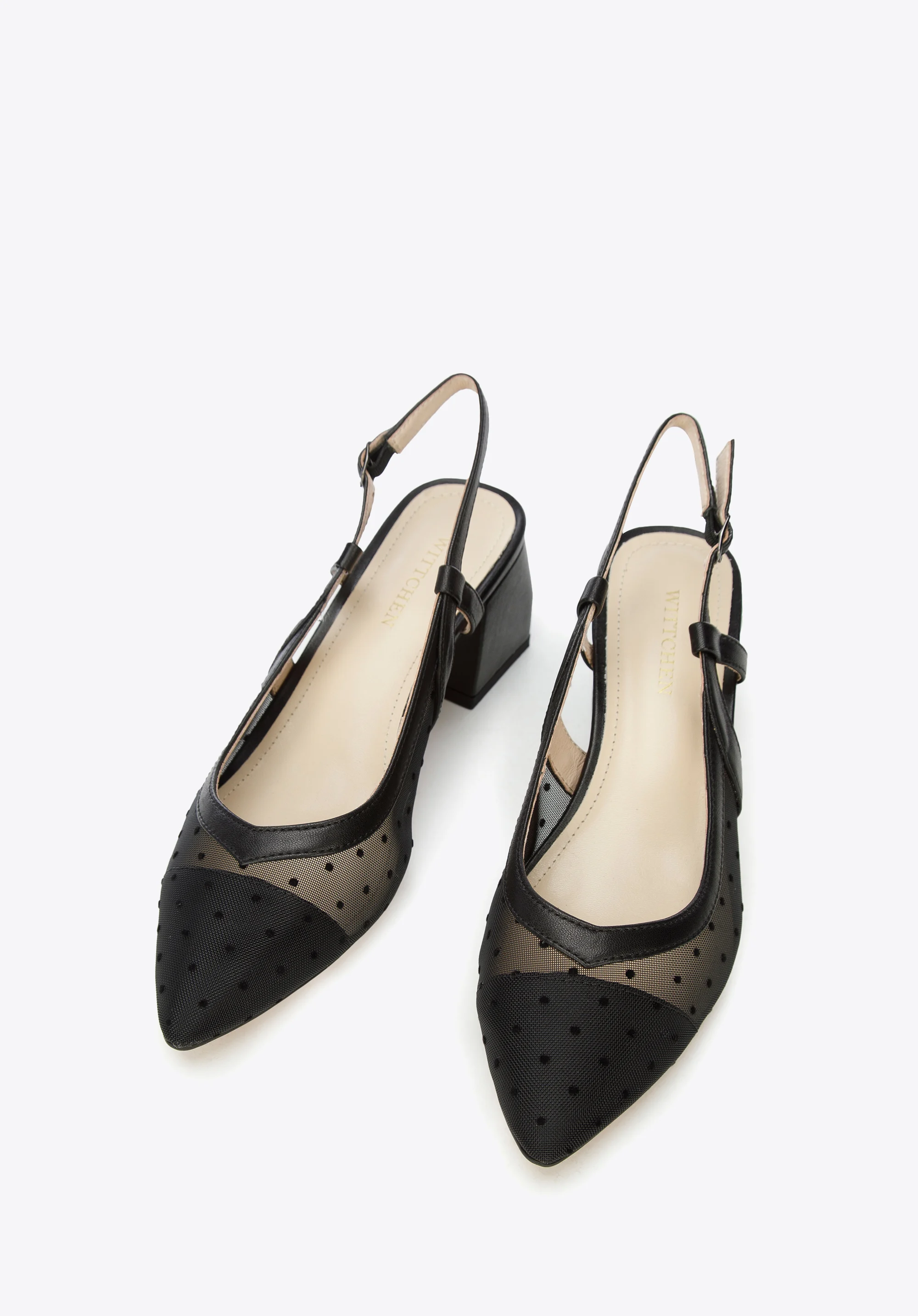 Sandały transparentne w groszki na słupku