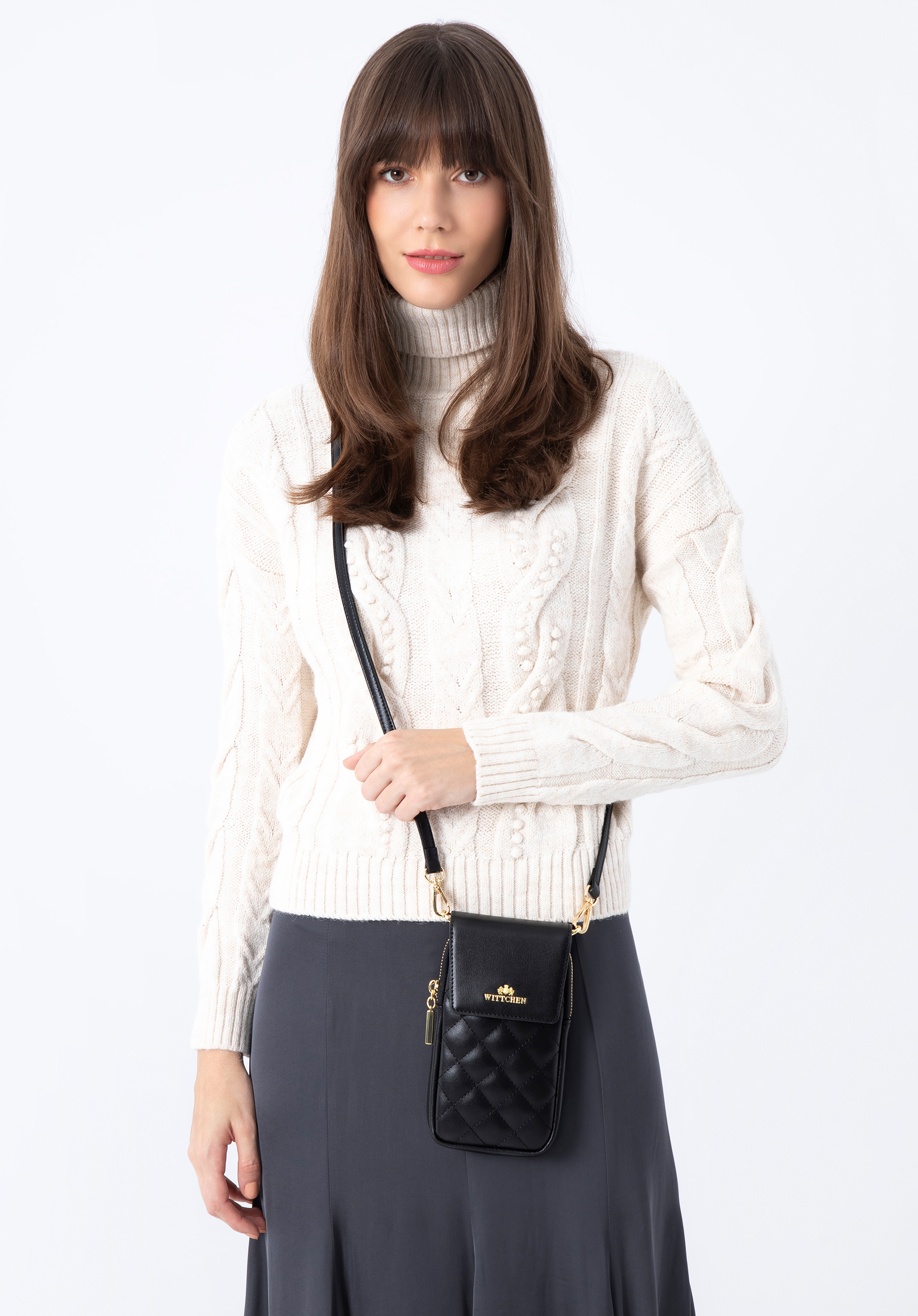 Damska minitorebka z pikowanej skóry