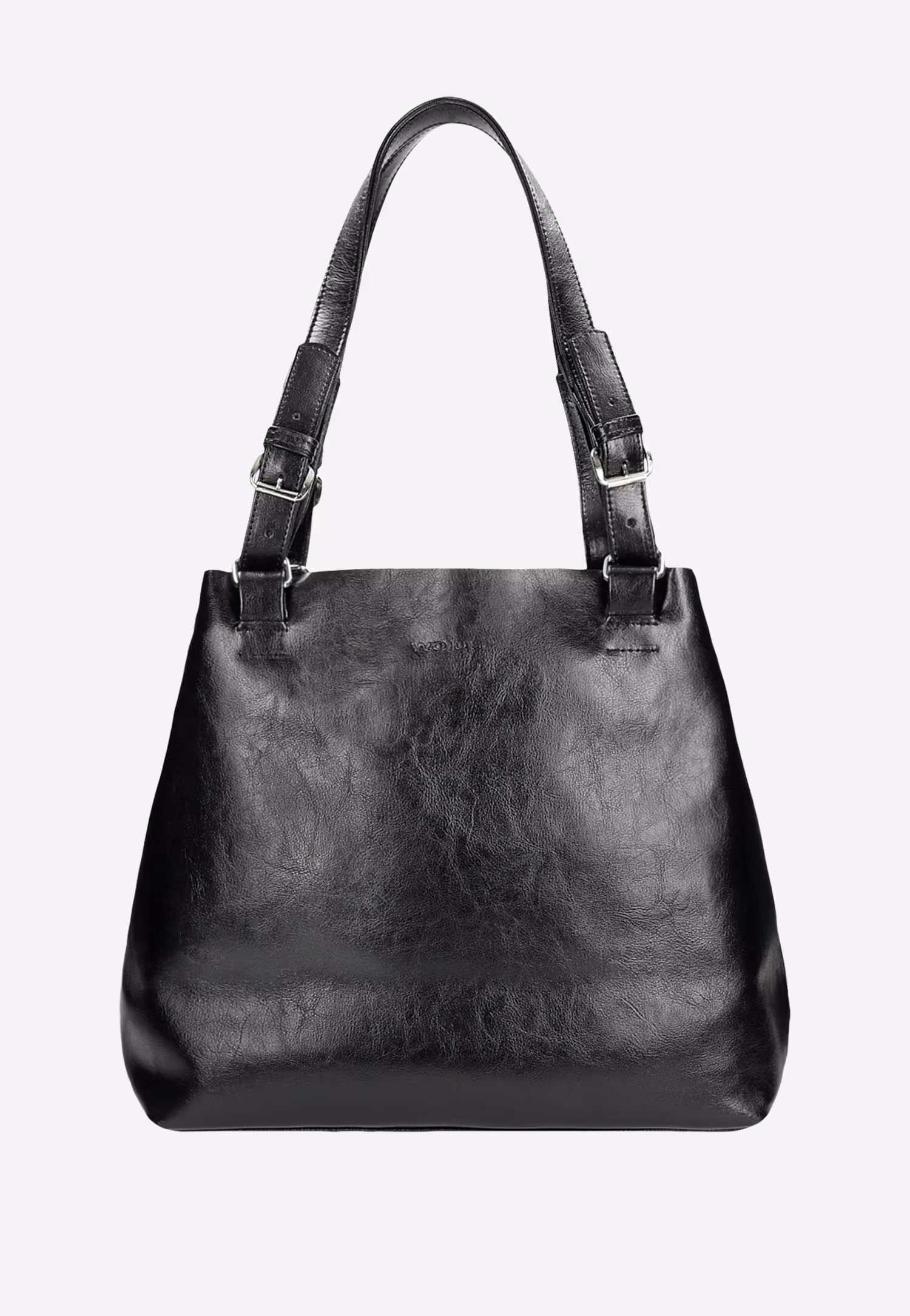 Duża czarna torebka damska z dwoiny foliowanej