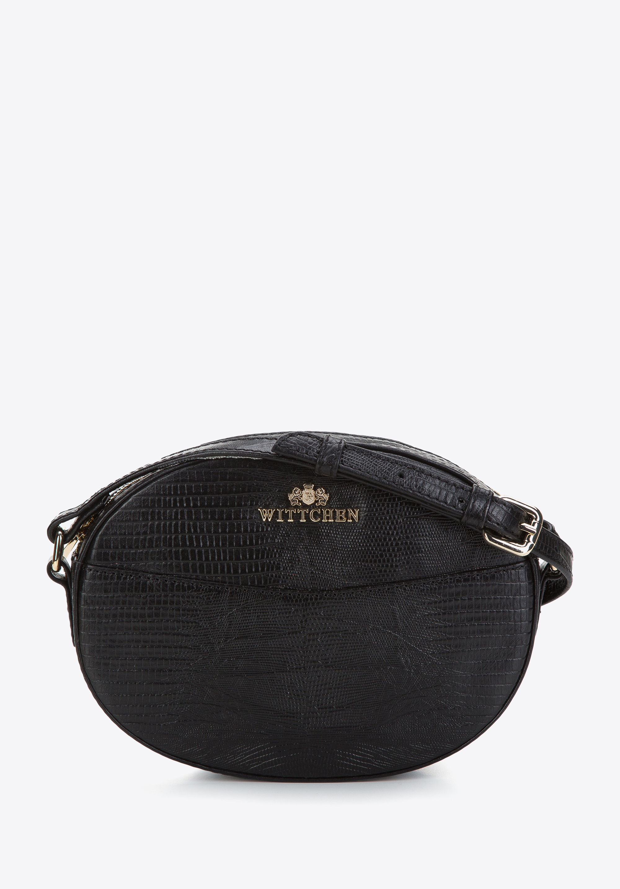 Damska listonoszka ze skóry o egzotycznej fakturze owalna