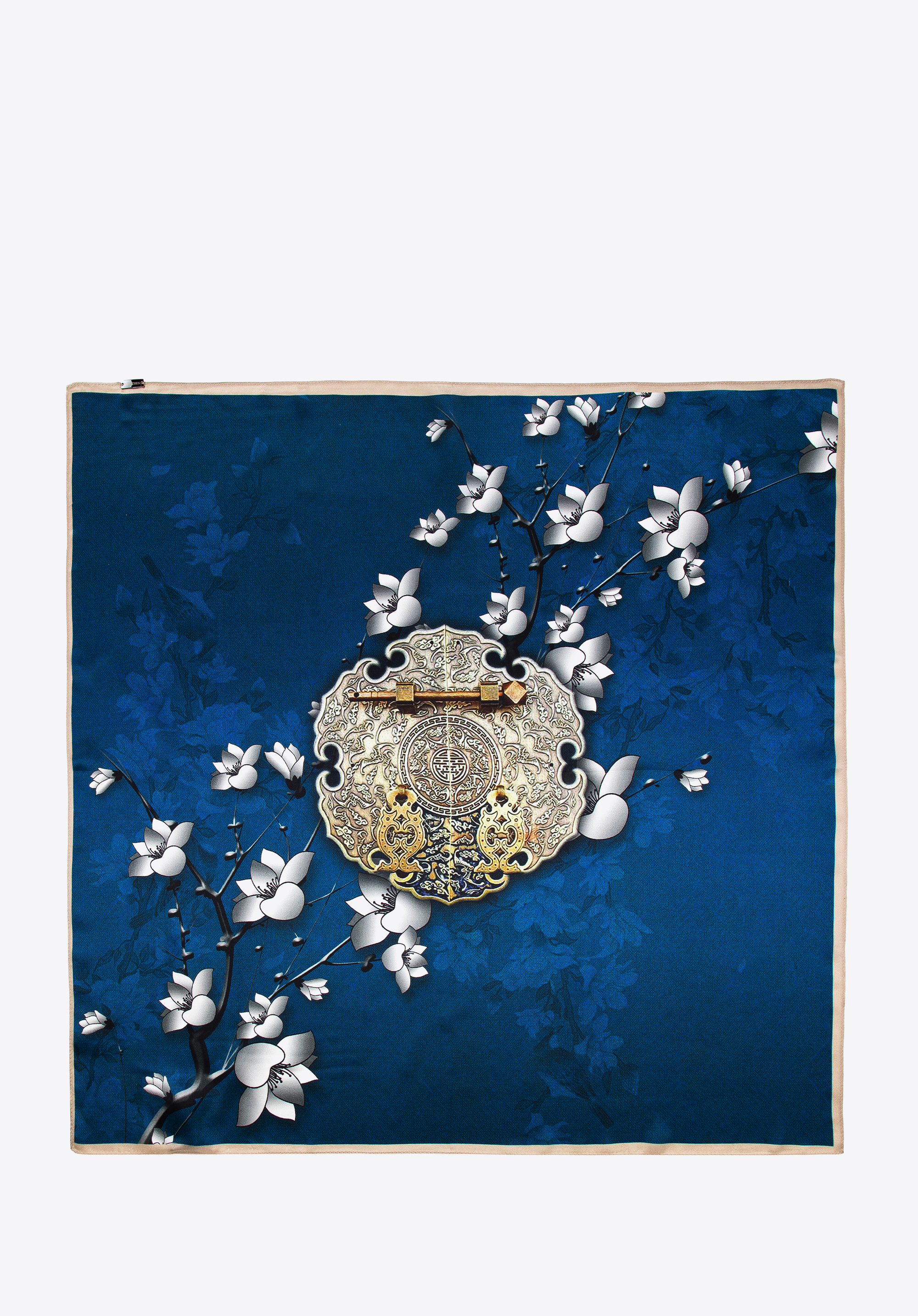 Damska chusta jedwabna we wzory duża