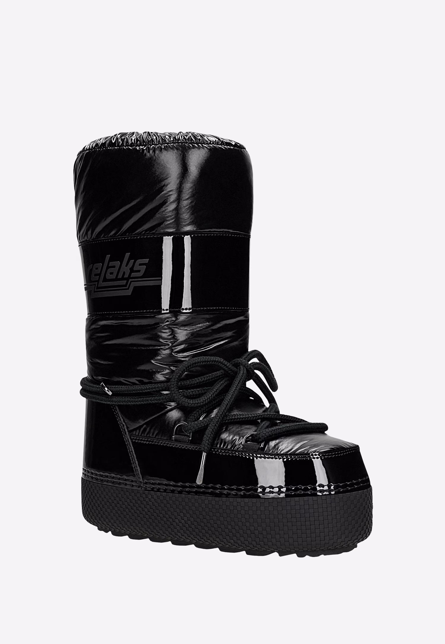 RELAKS wysokie lakierowane śniegowce damskie na masywnej podeszwie