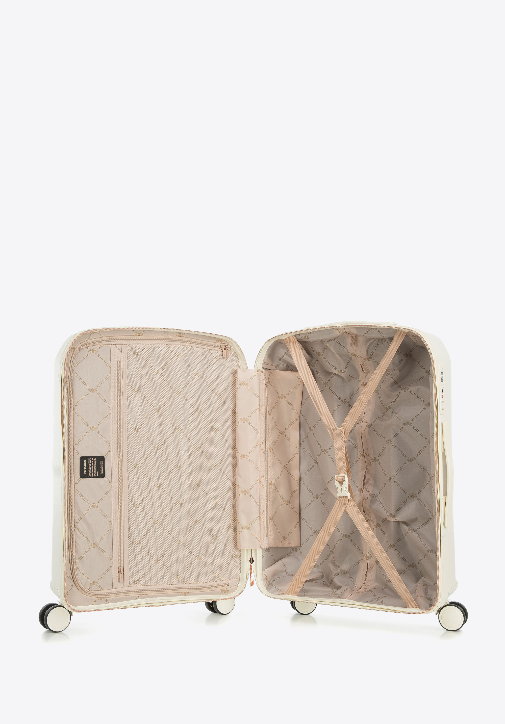 Walizka kabinowa z polikarbonu z suwakiem w kolorze różowego złota