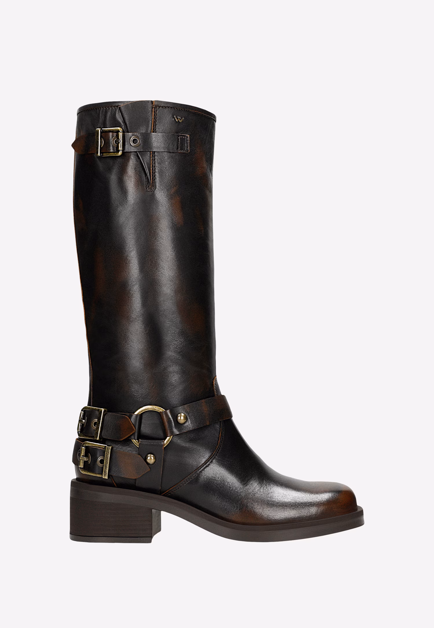 Czarne kozaki motocyklowe skórzane