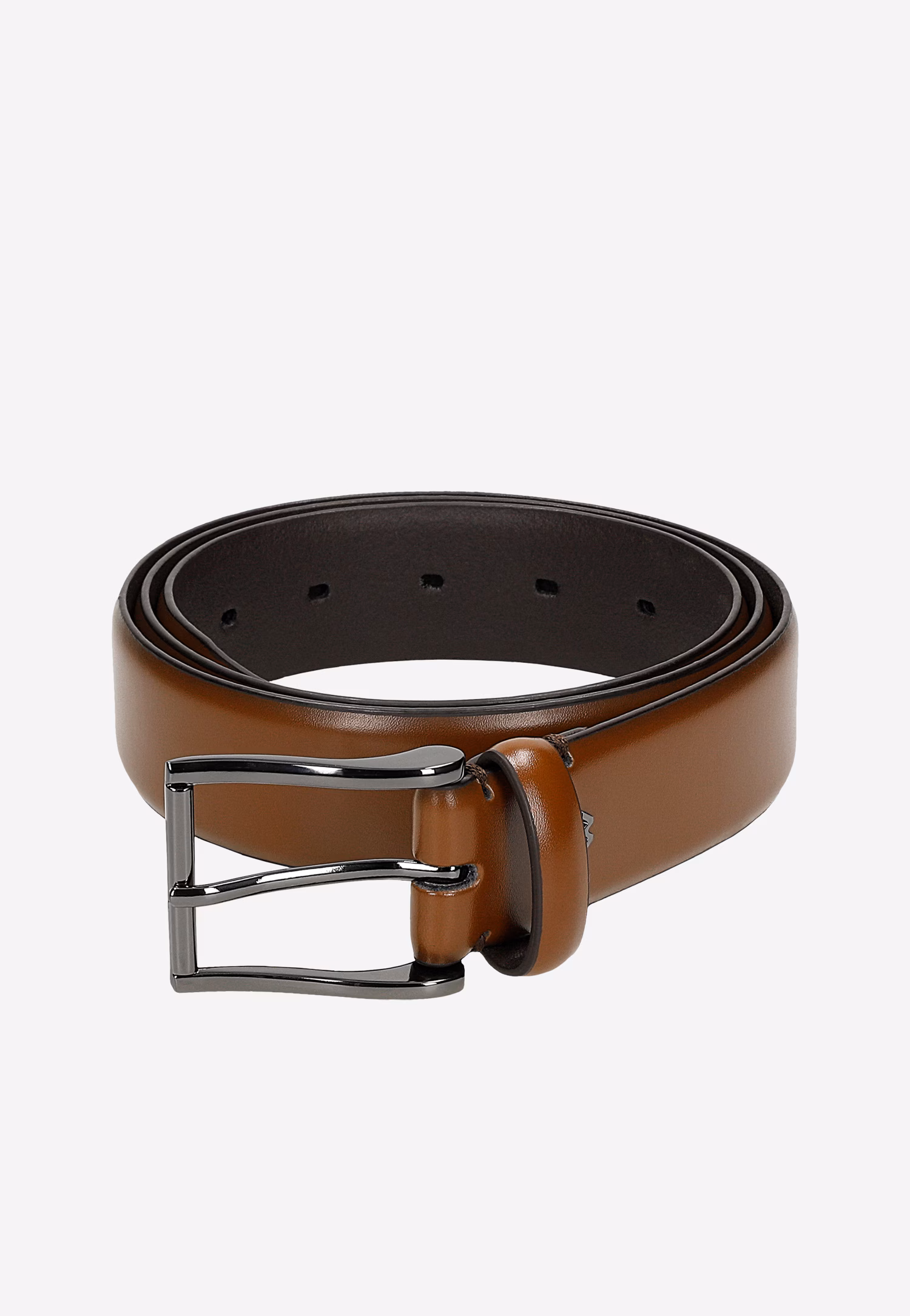 Brązowy skórzany pasek męski z otwartą klamrą