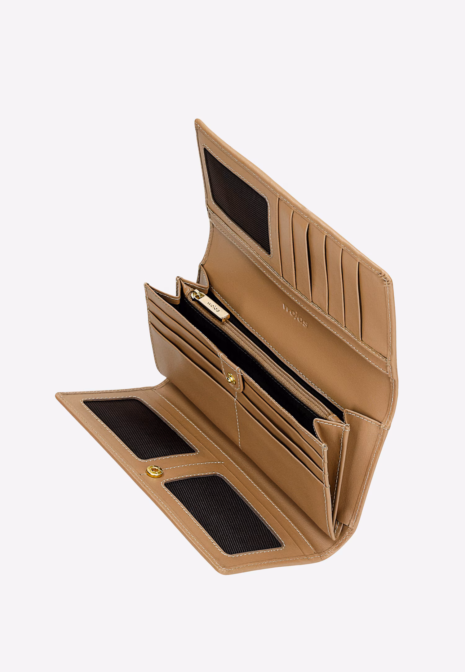 Duży lakierowany portfel damski w kolorze czarnym