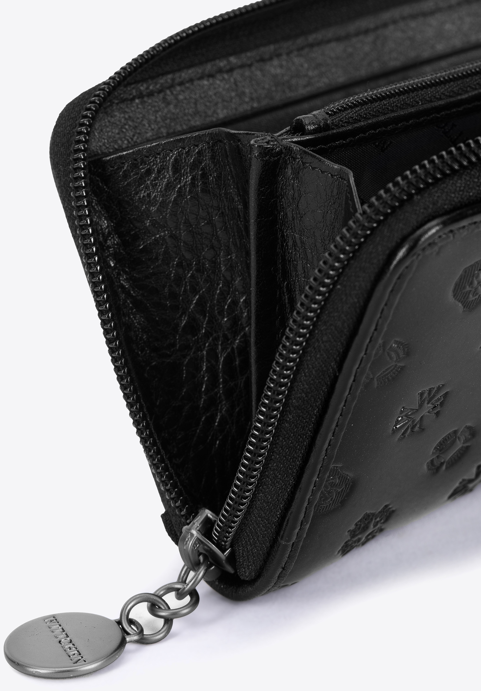 Damski portfel skórzany lakierowany tłoczony