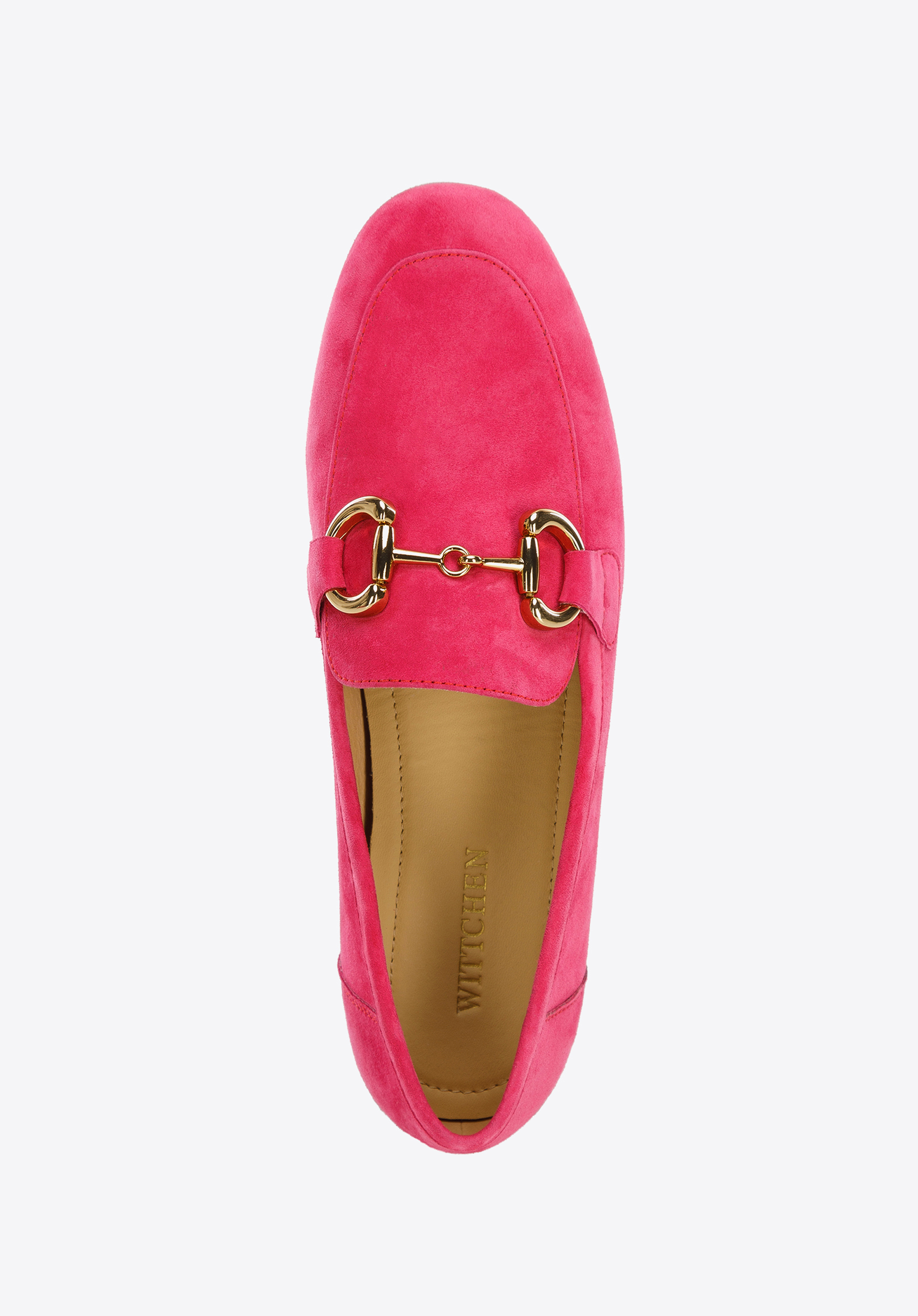 Damskie mokasyny zamszowe z metalową sprzączką