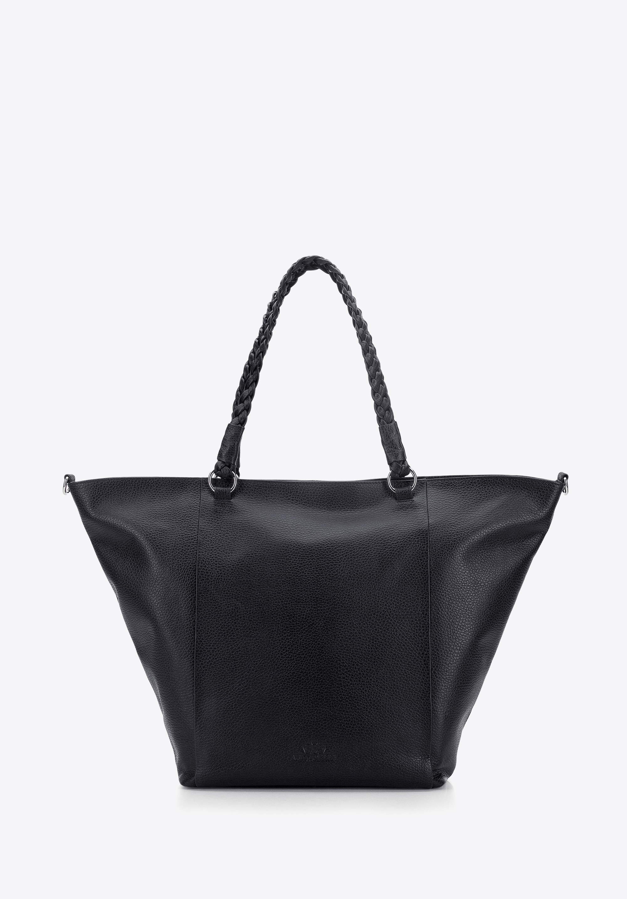 Torebka kuferek skórzana z plecionymi uchami