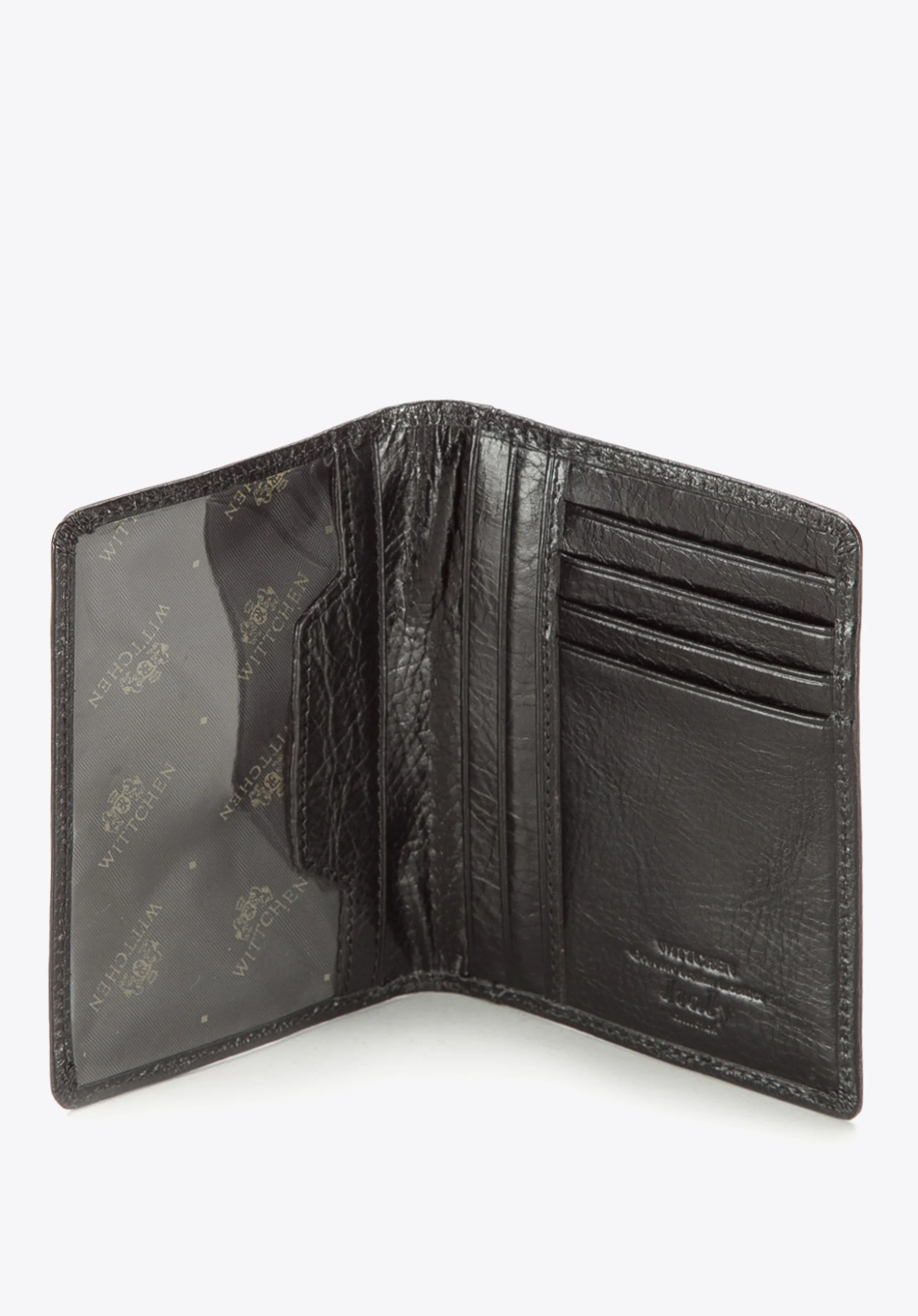 Etui na dokumenty ze skóry z przezroczystą kieszenią