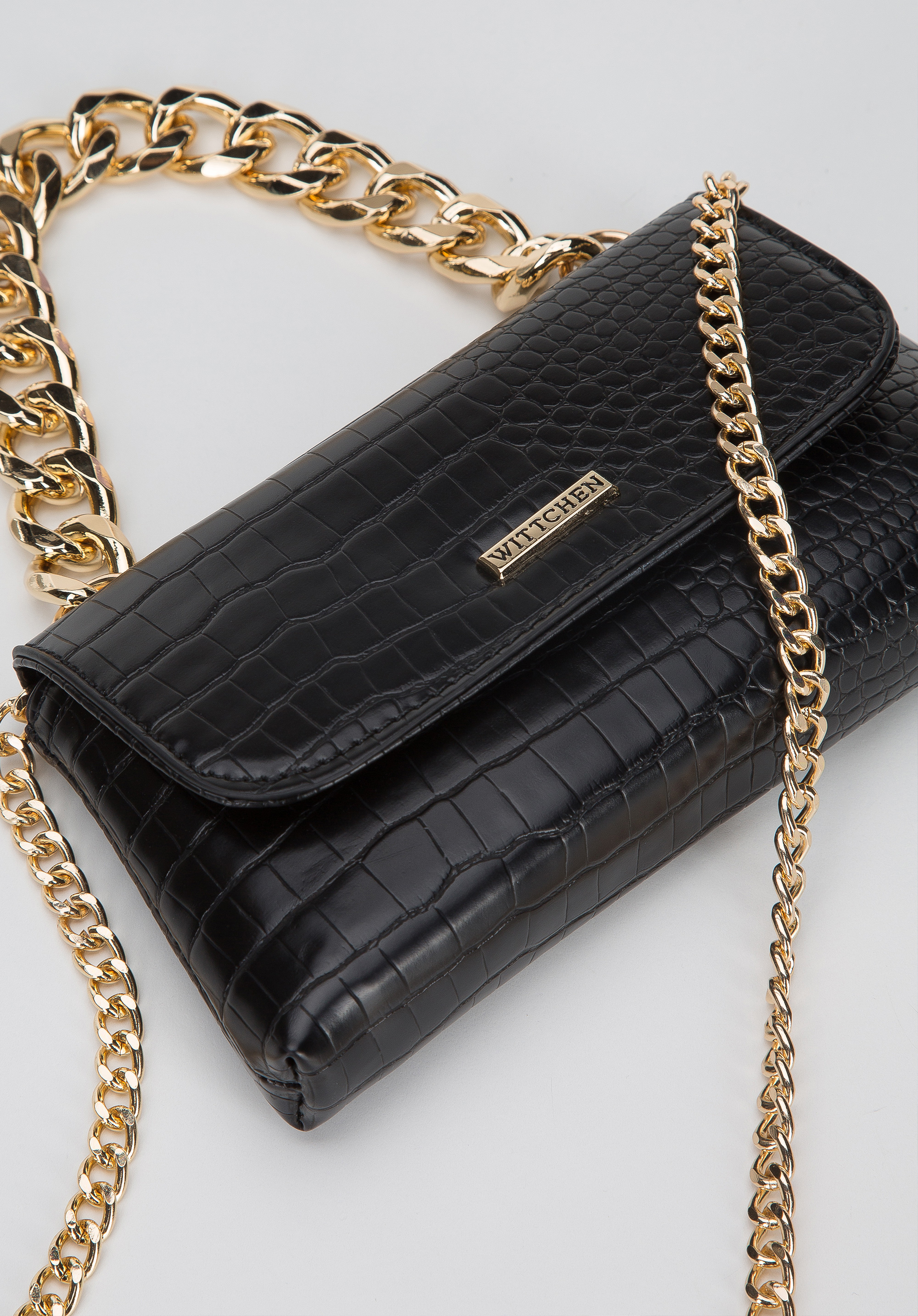 Minitorebka z ekoskóry croco z dwoma łańcuchami