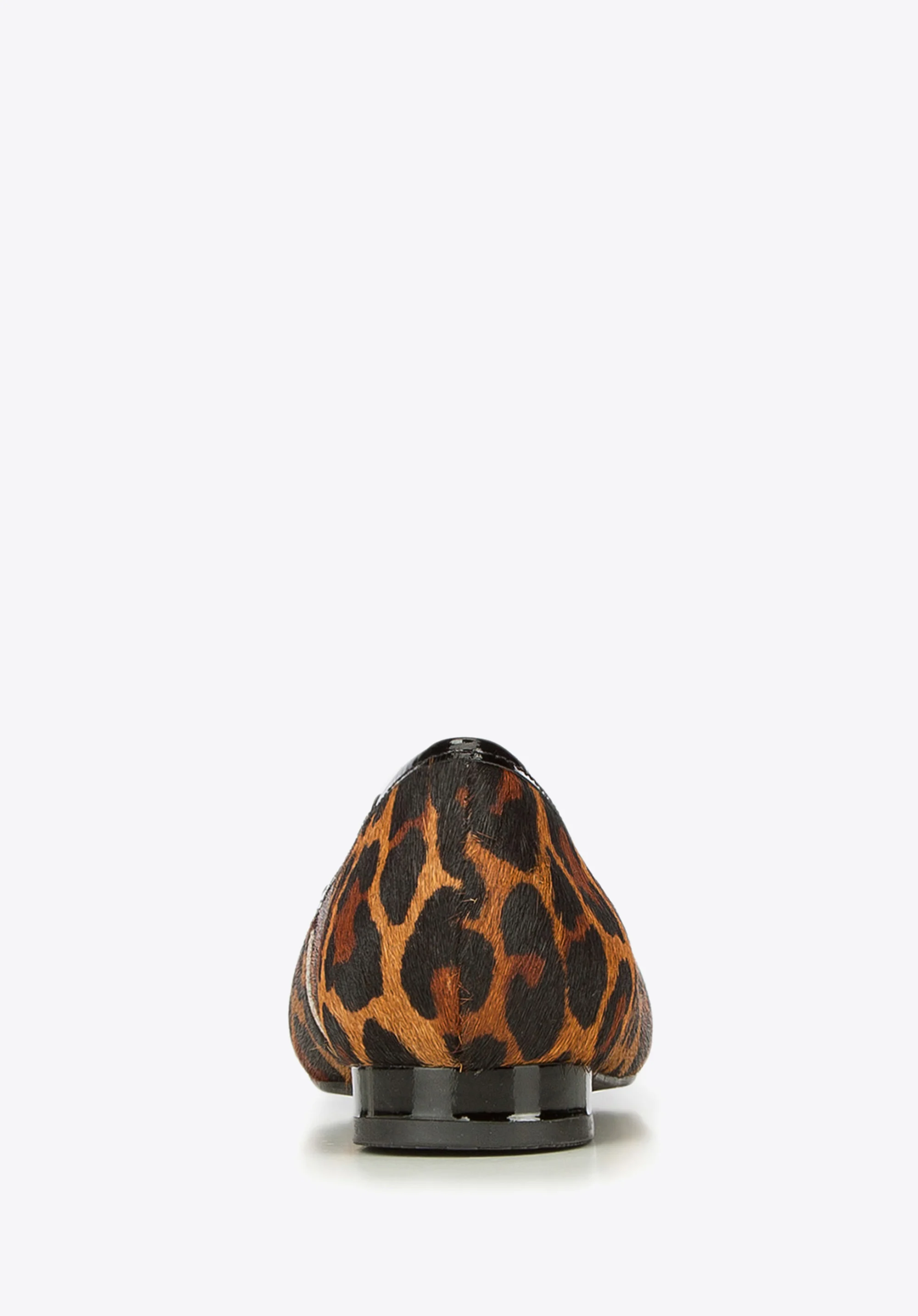 Baleriny skórzane z włosiem w panterkę