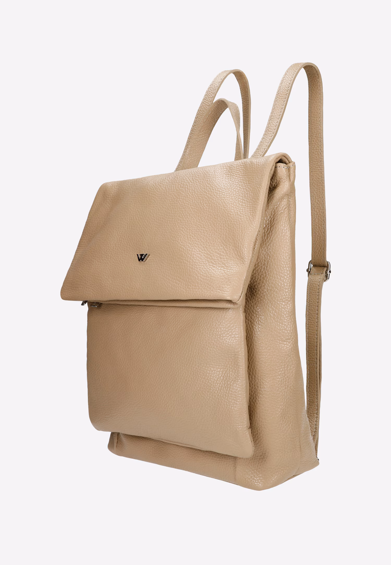 Beżowy skórzany plecak miejski