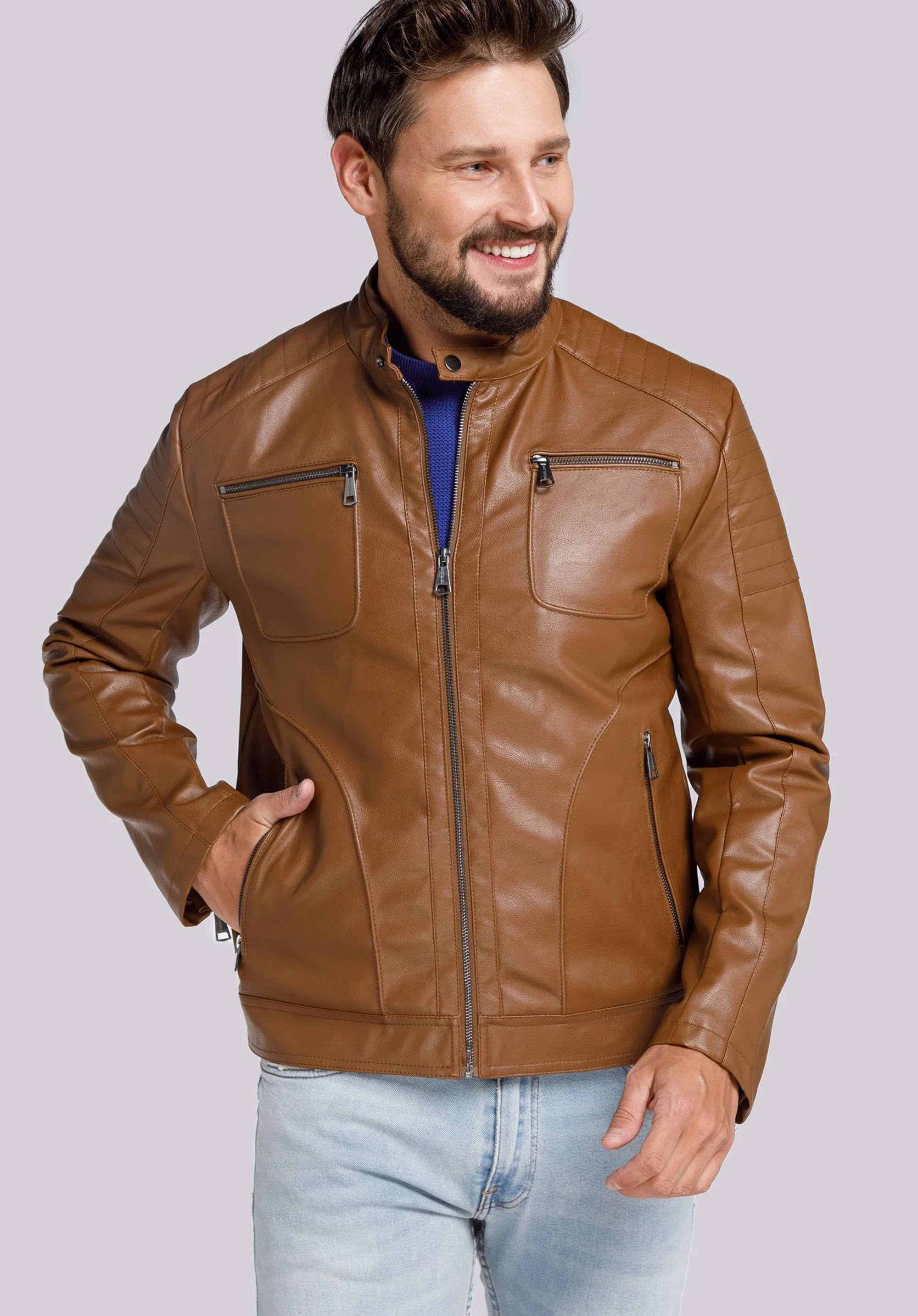 Męska kurtka z obszytymi kieszeniami