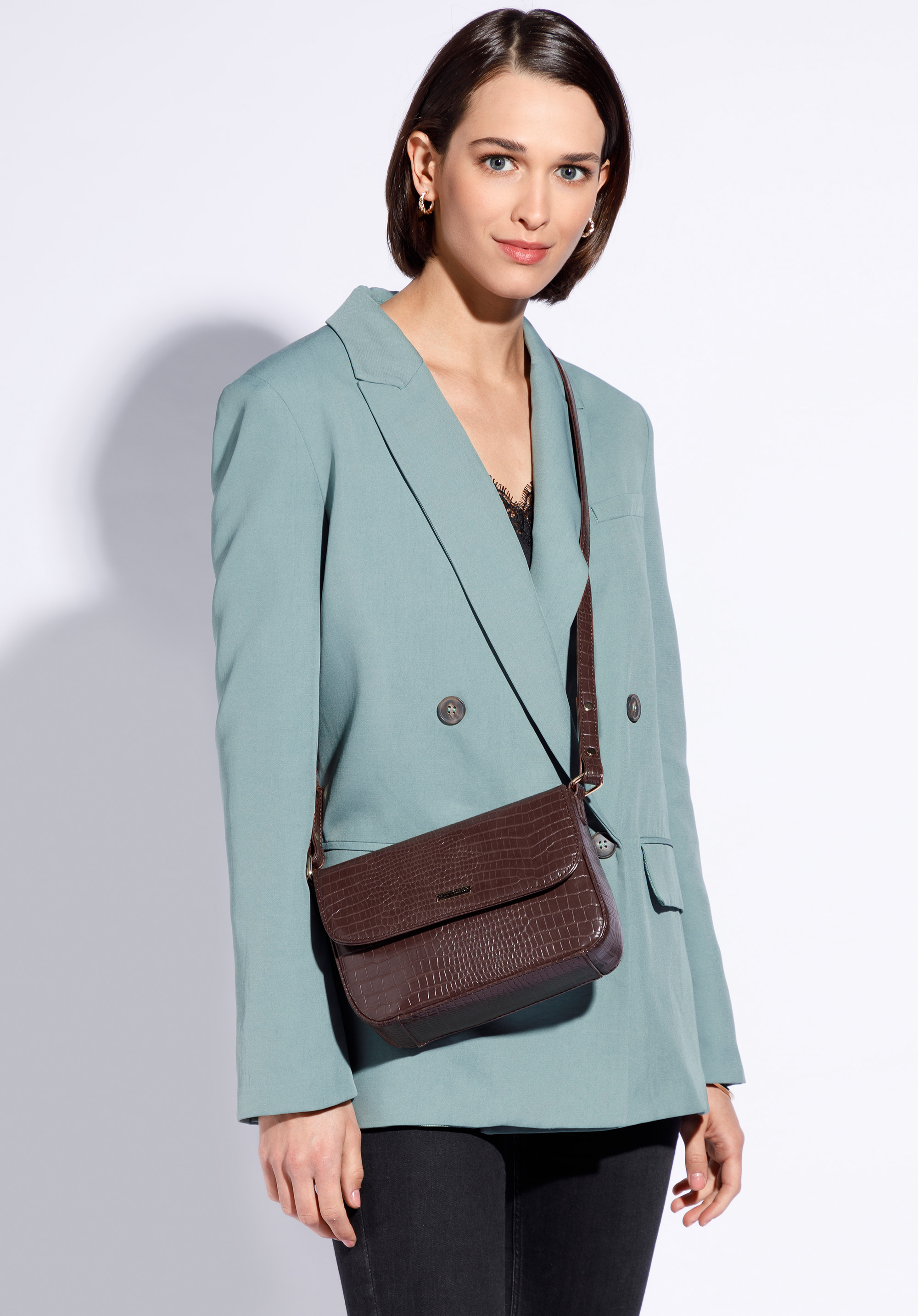 Damska listonoszka z ekoskóry croco mała