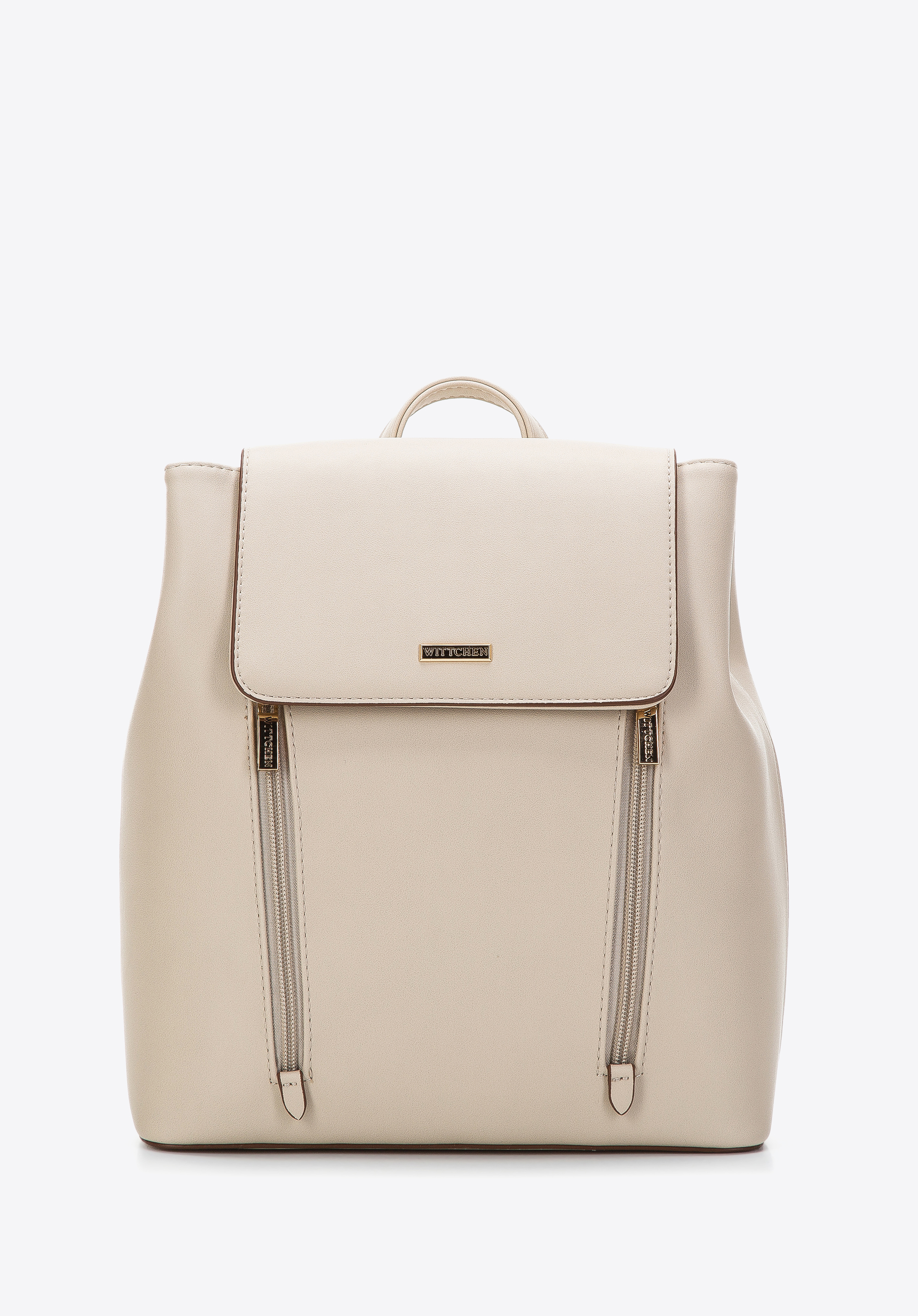 Damski plecak z ekoskóry z pionowymi kieszeniami