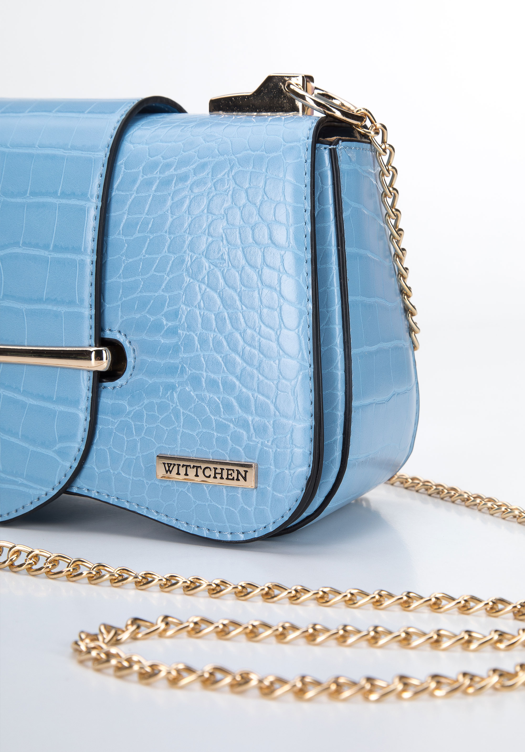Damska listonoszka z ekoskóry croco na łańcuszku