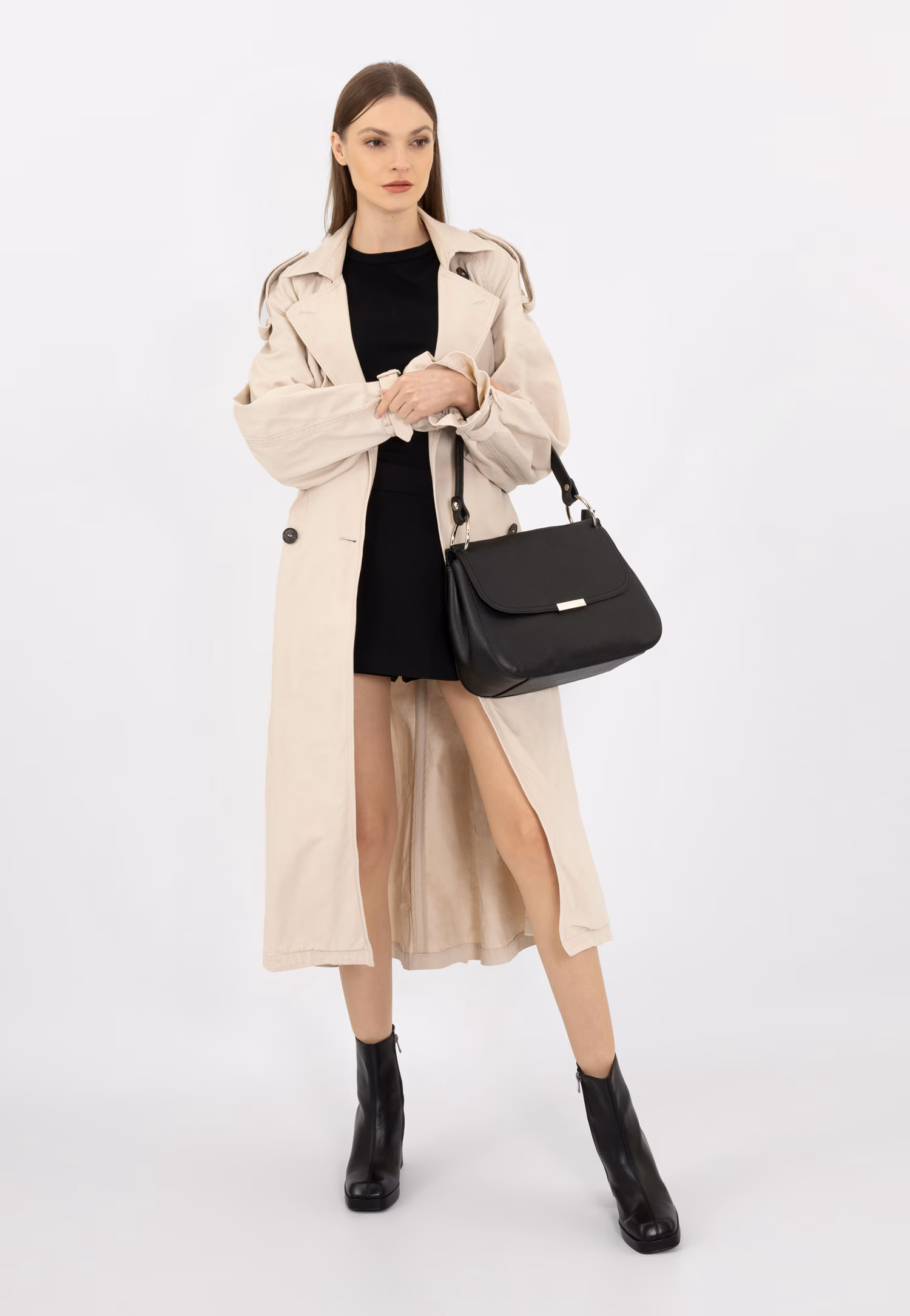 Czarne botki damskie na solidnym obcasie