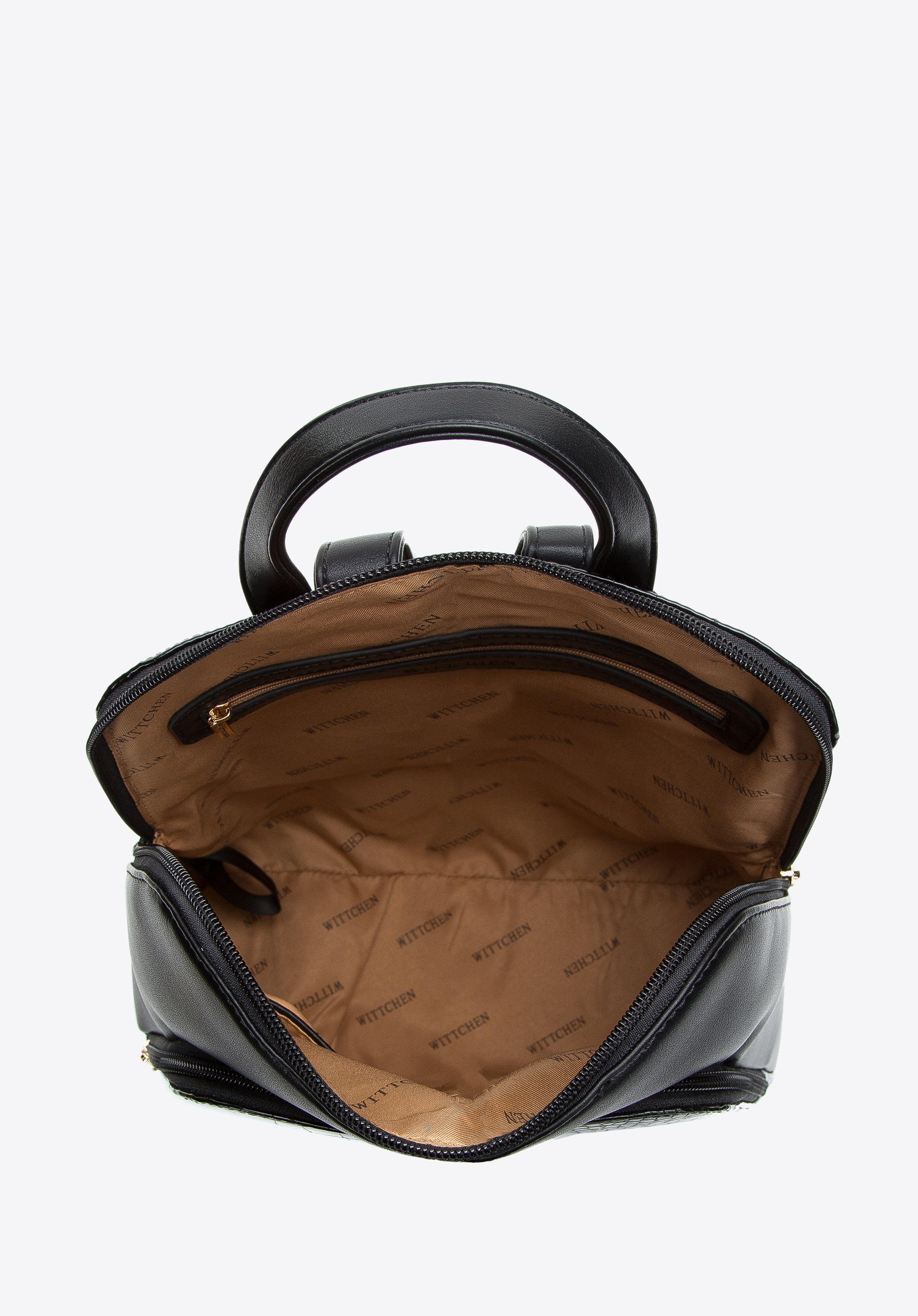 Damski plecak z ekoskóry o dwóch fakturach trapezowy