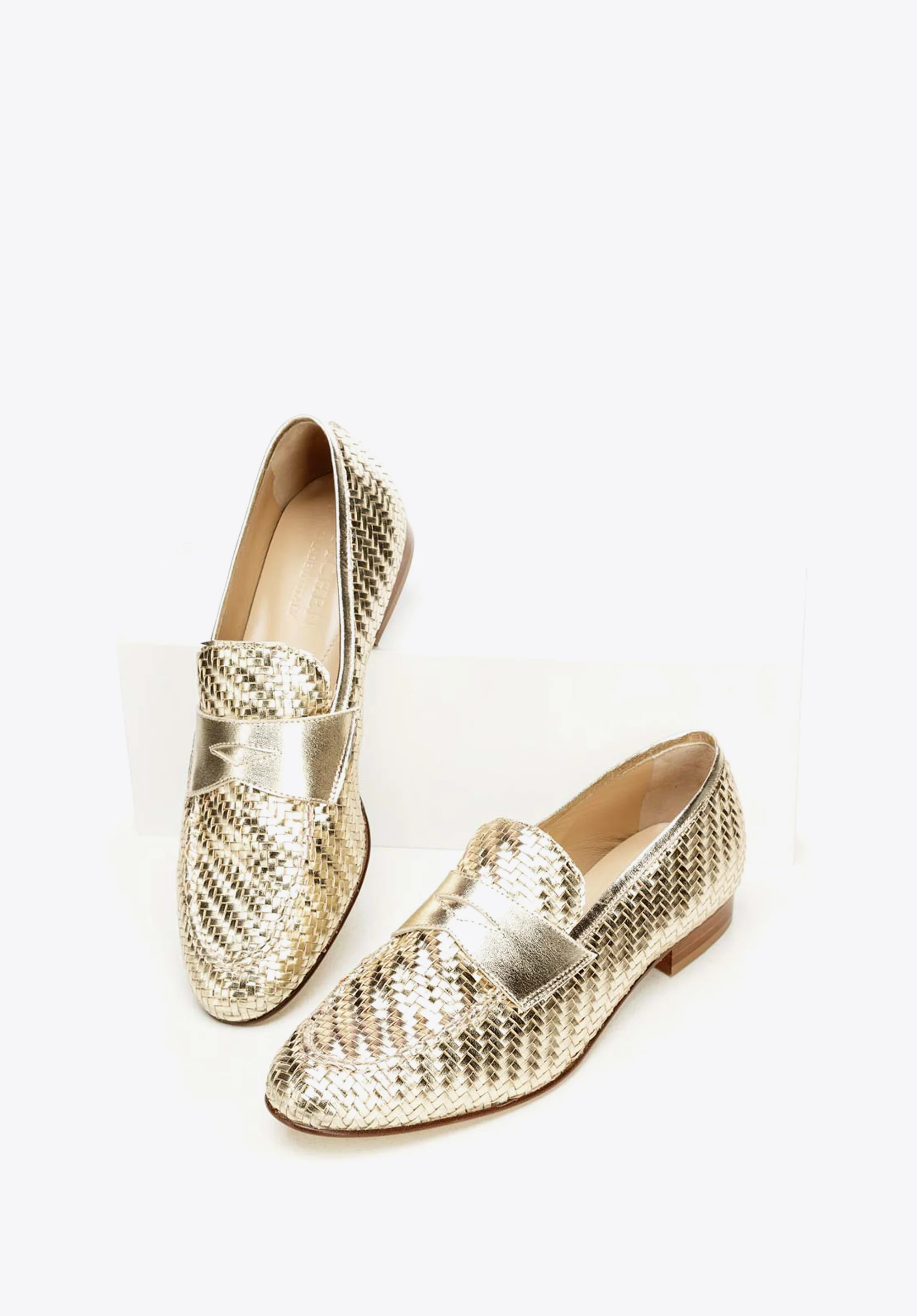 Damskie mokasyny pensówki z plecionej ekoskóry