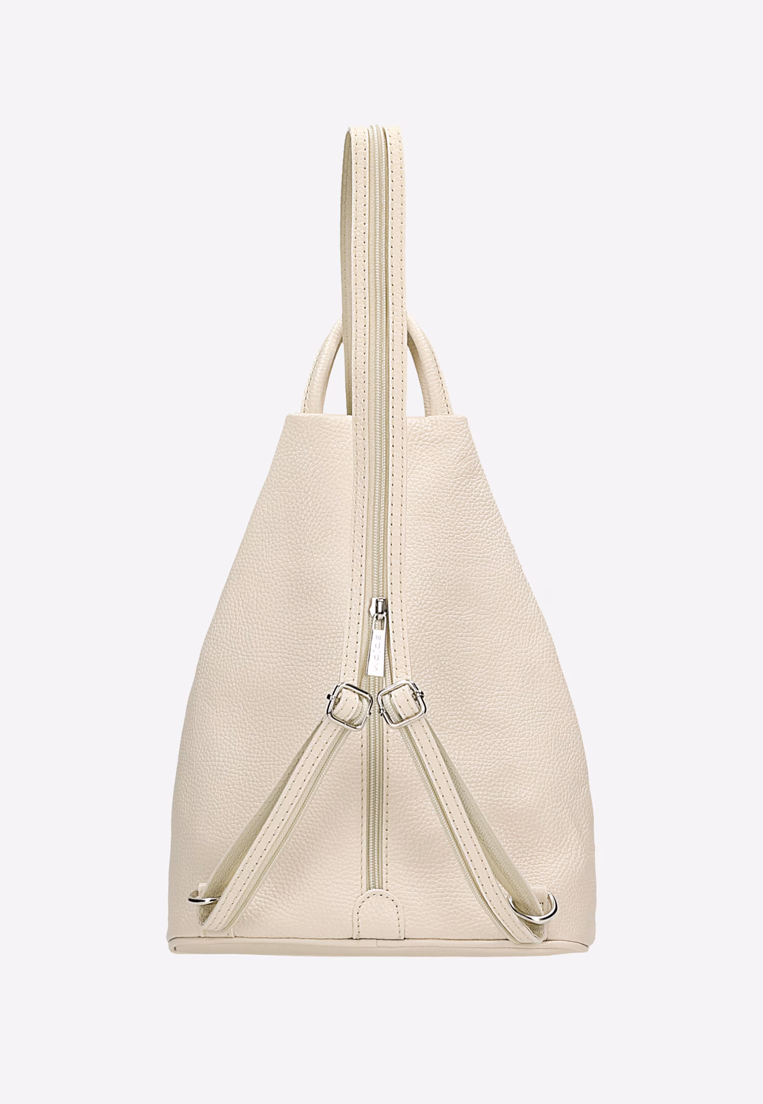 Beżowy trójkątny plecak miejski z suwakiem