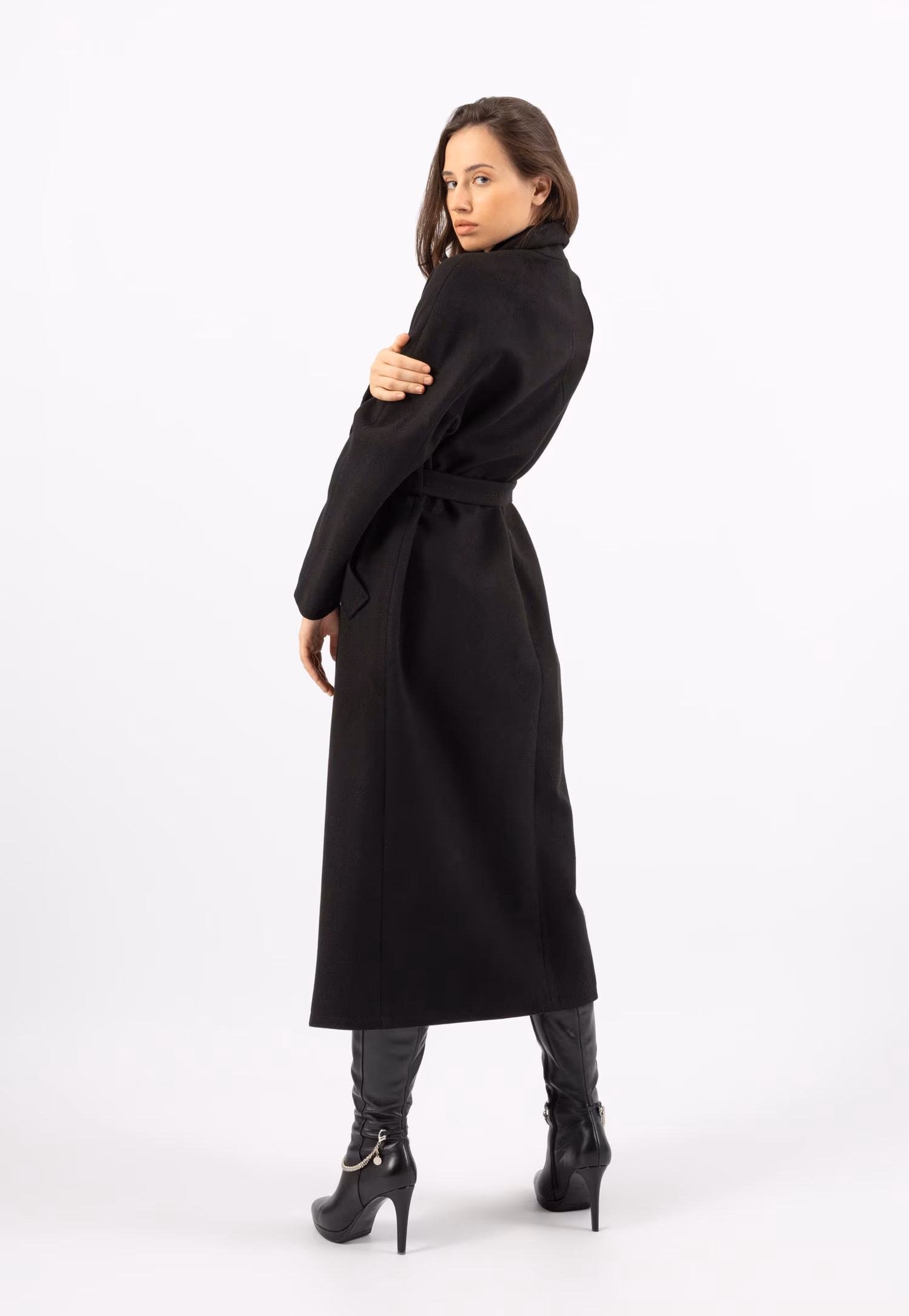 RELAKS płaszcz damski długi w kolorze beżowym