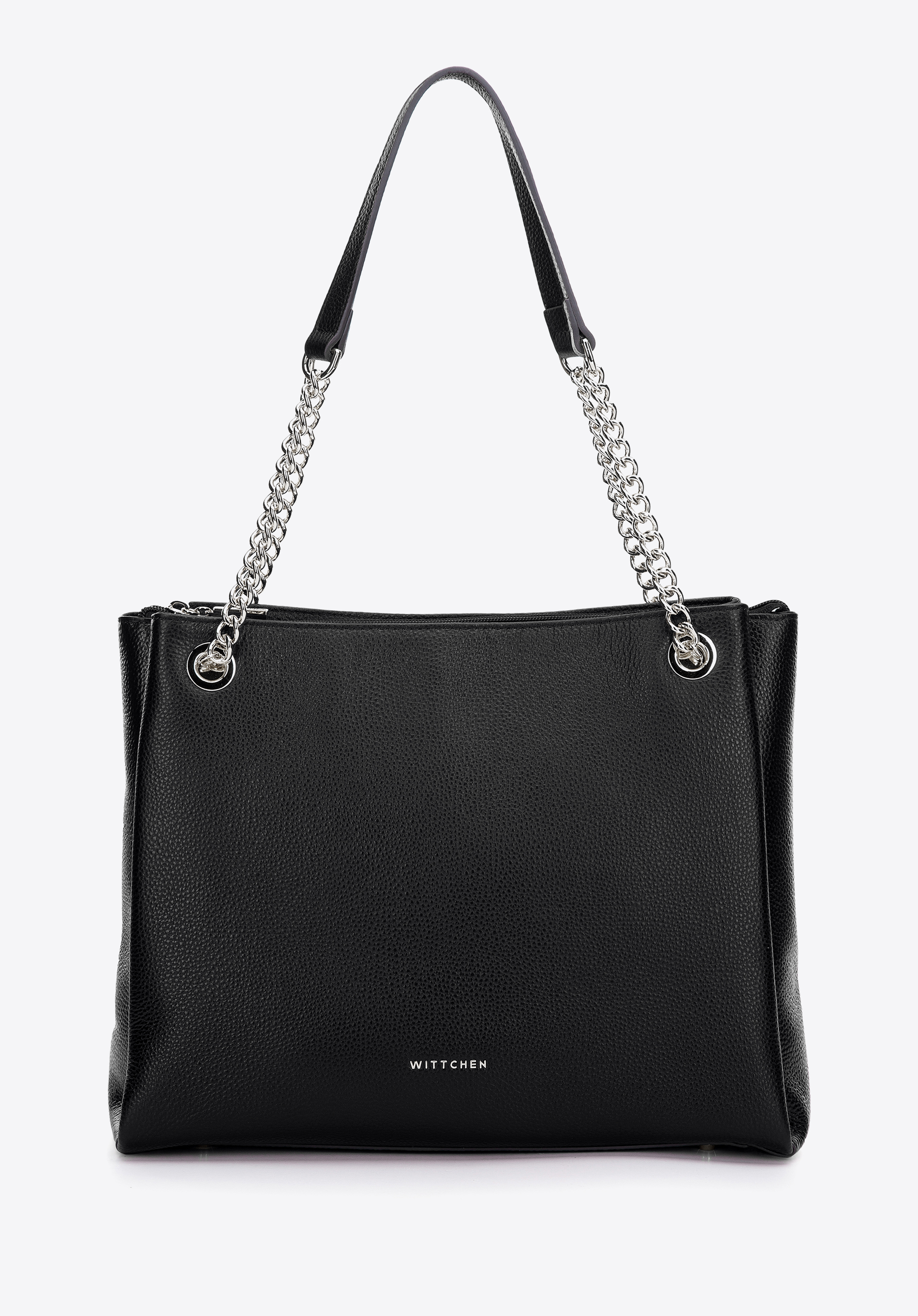 Torebka shopperka z groszkowanej skóry trzykomorowa