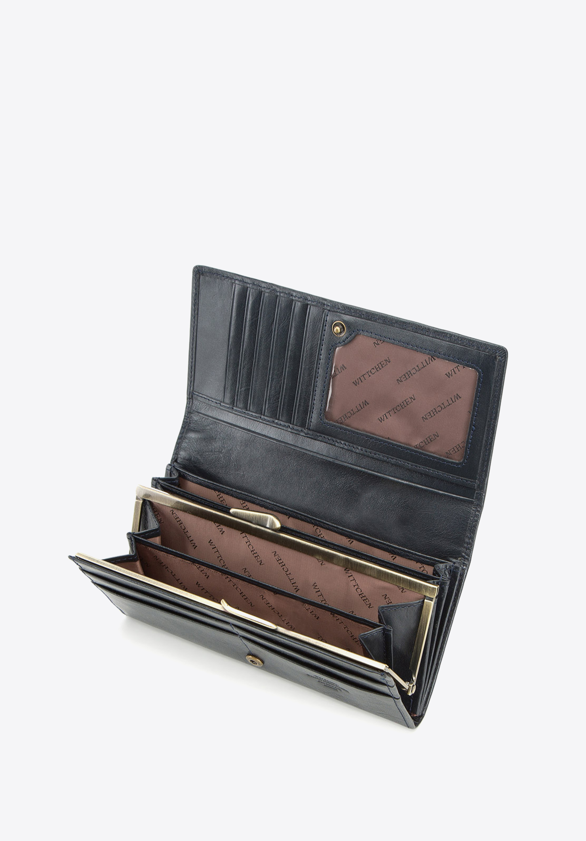 Damski portfel ze skóry z herbem duży