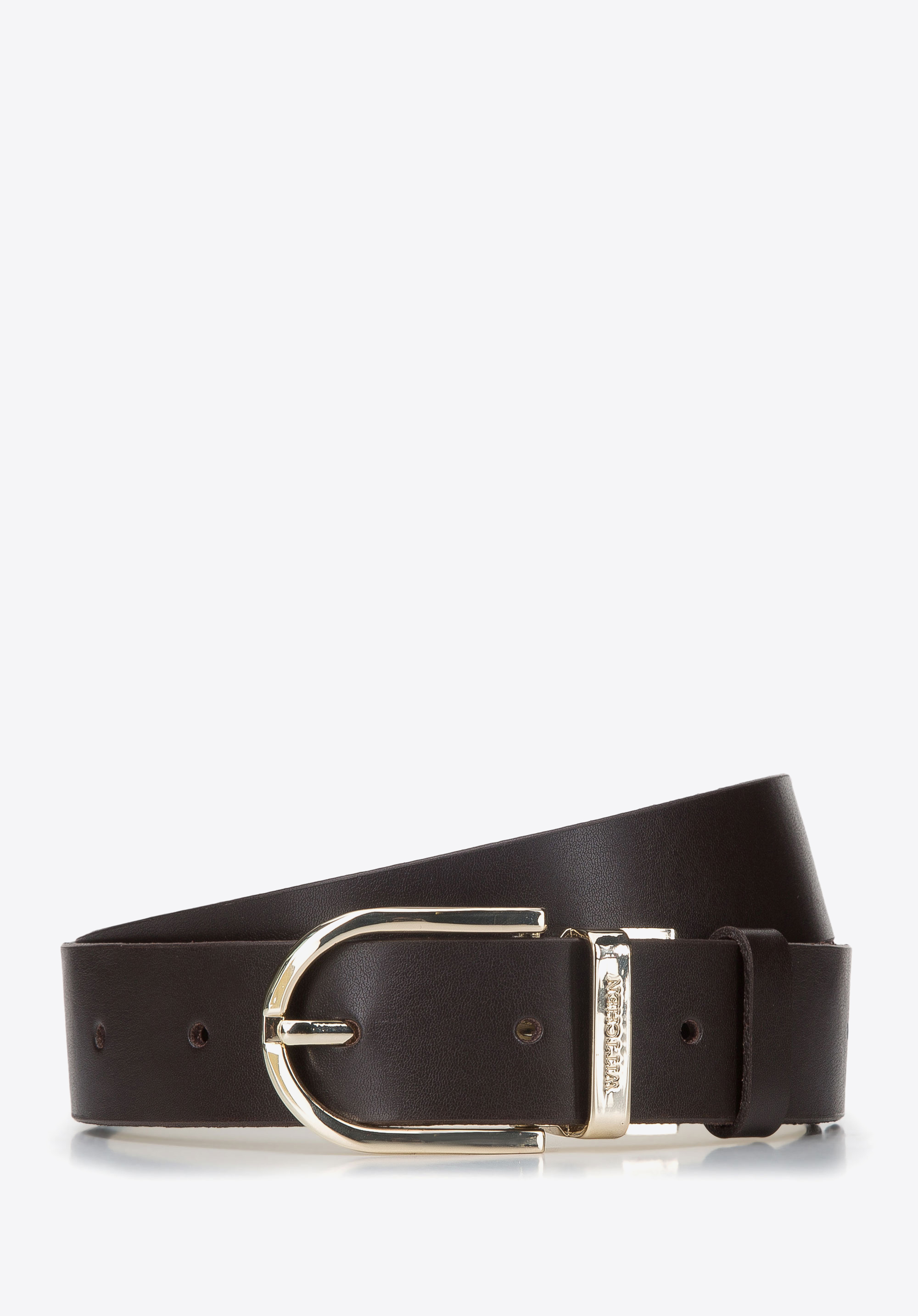 Damski pasek skórzany dwustronny tłoczony w logo