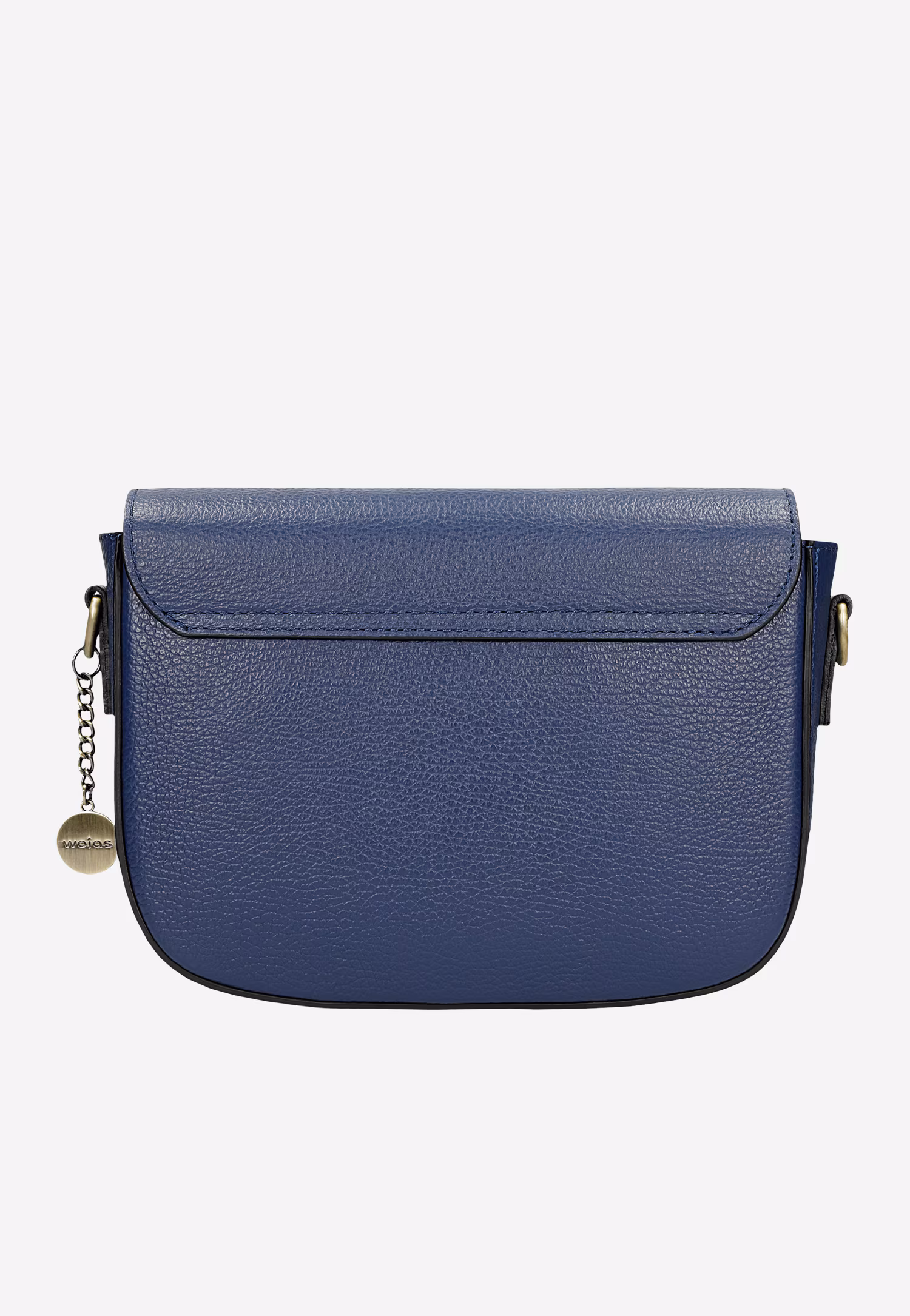 Granatowa skórzana torebka damska ze złotymi elementami