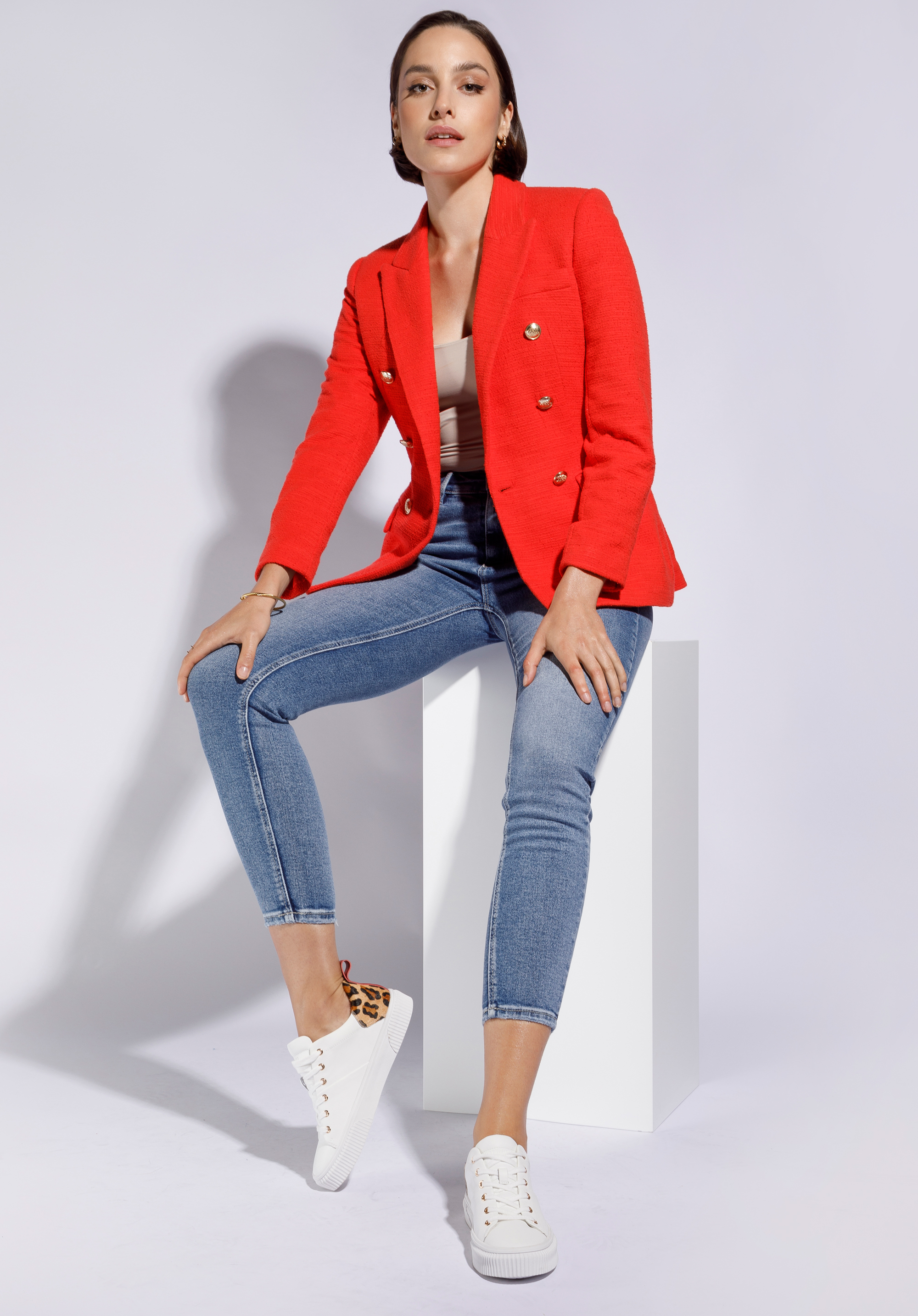 Damskie sneakersy skórzane z wzorem w cętki