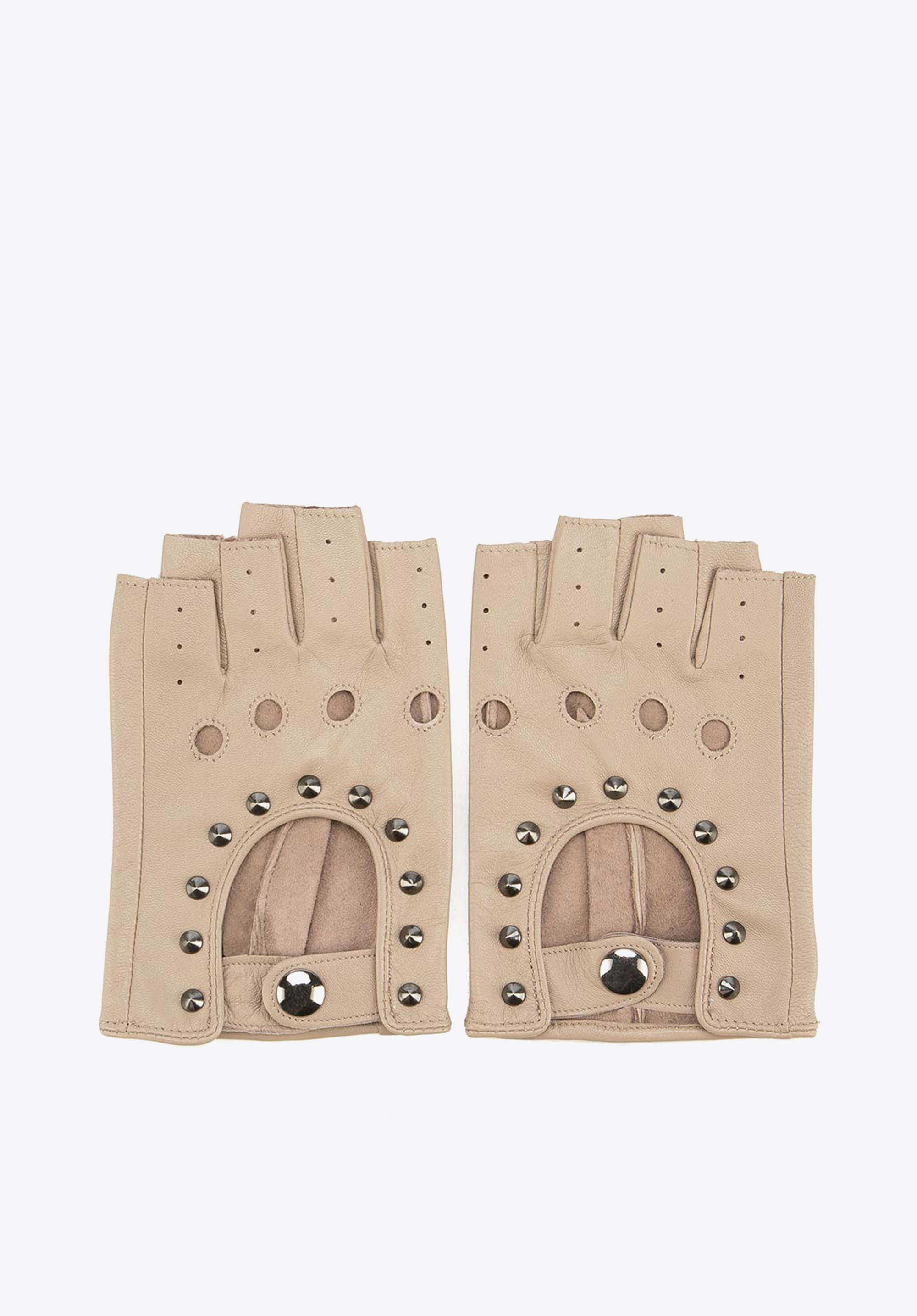 Damskie rękawiczki skórzane bez palców z perforacją