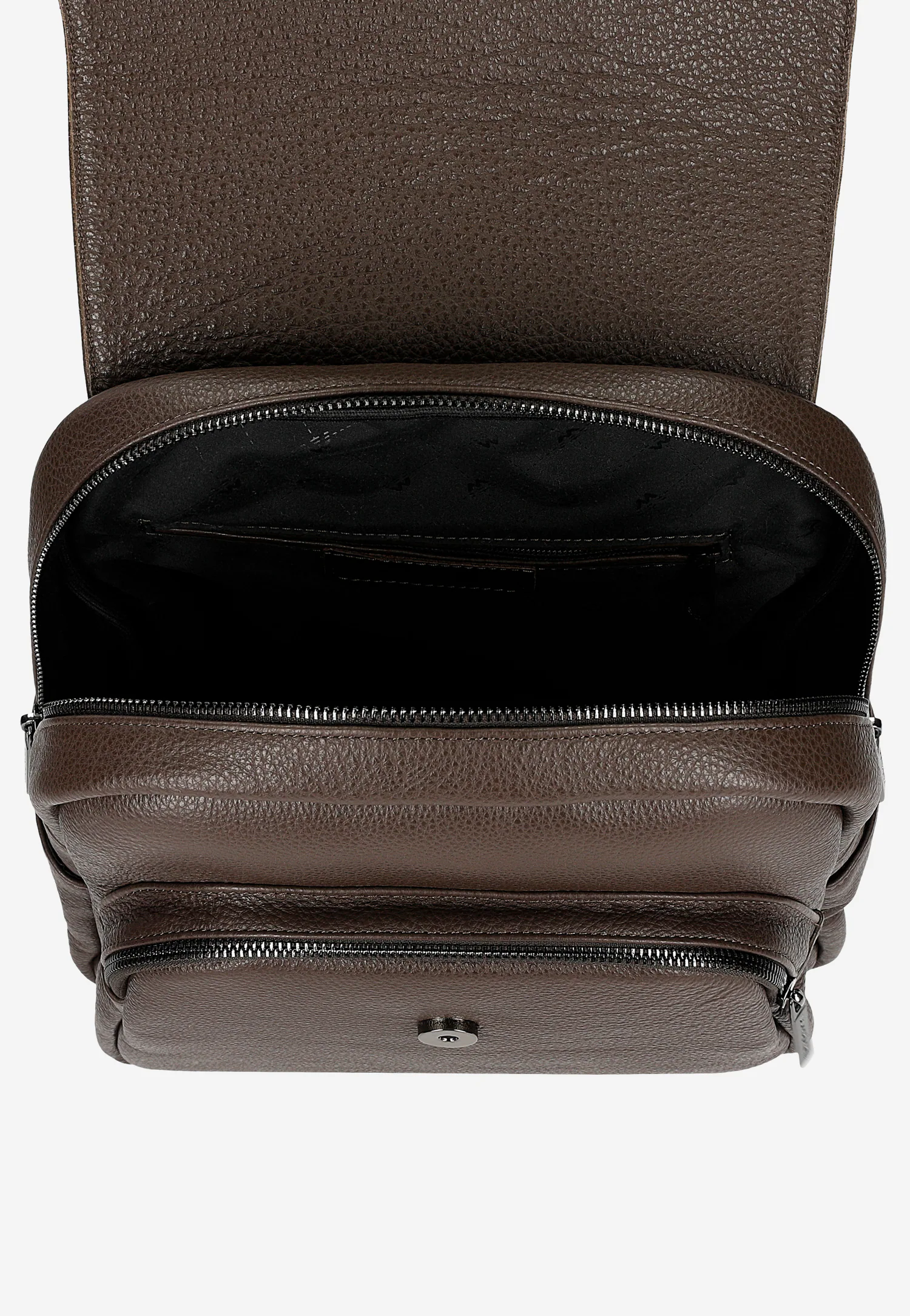 Beżowy skórzany plecak miejski z klapką