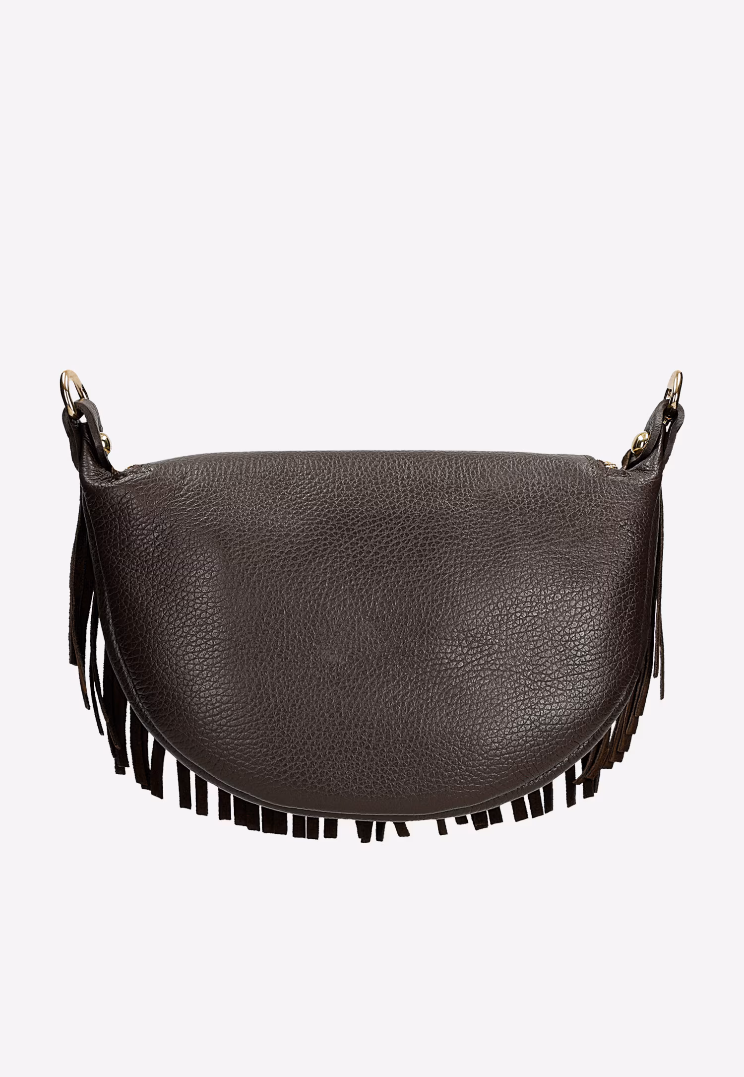 Brązowa nerka damska z frędzlami