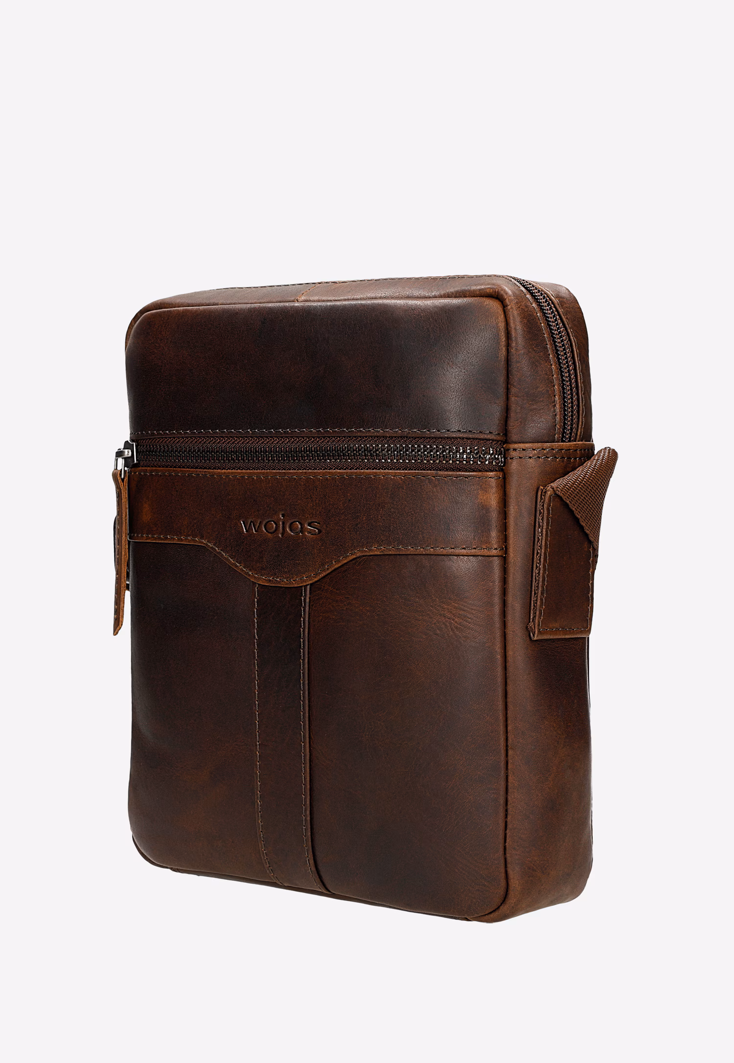 Mała skórzana torba męska na ramię w kolorze brązowym