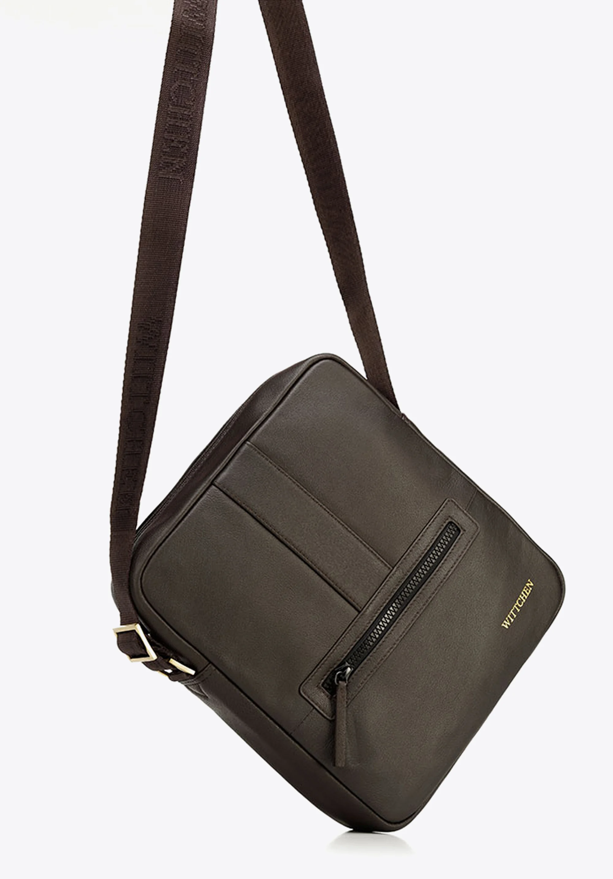 Męska listonoszka skórzana stębnowana średnia