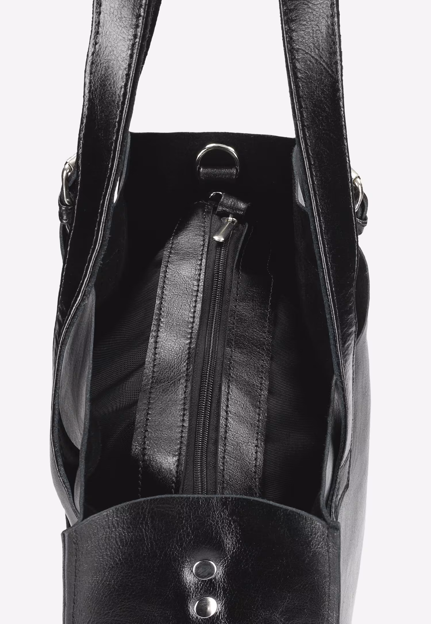 Duża skórzana torebka damska w kolorze czarnym