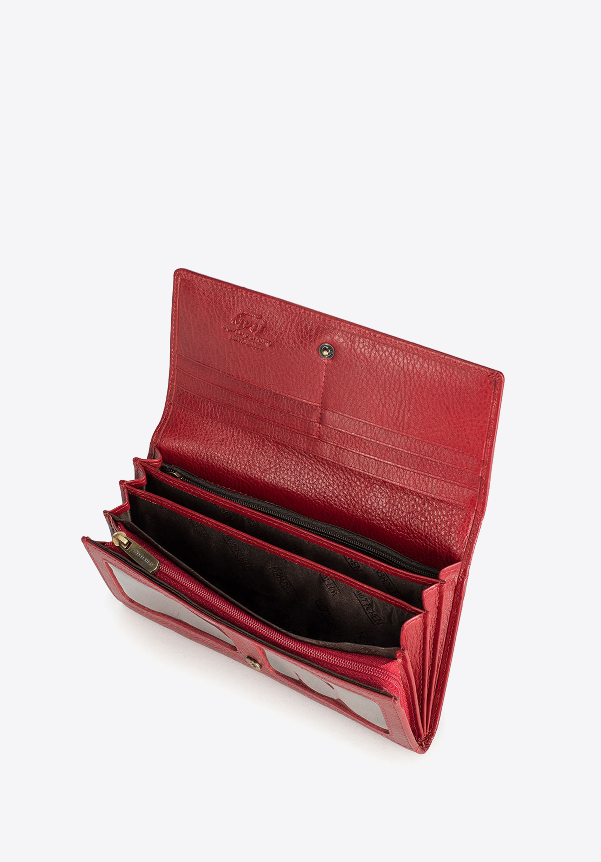 Damski duży portfel ze skóry naturalnej mieszczący dowód rejestracyjny