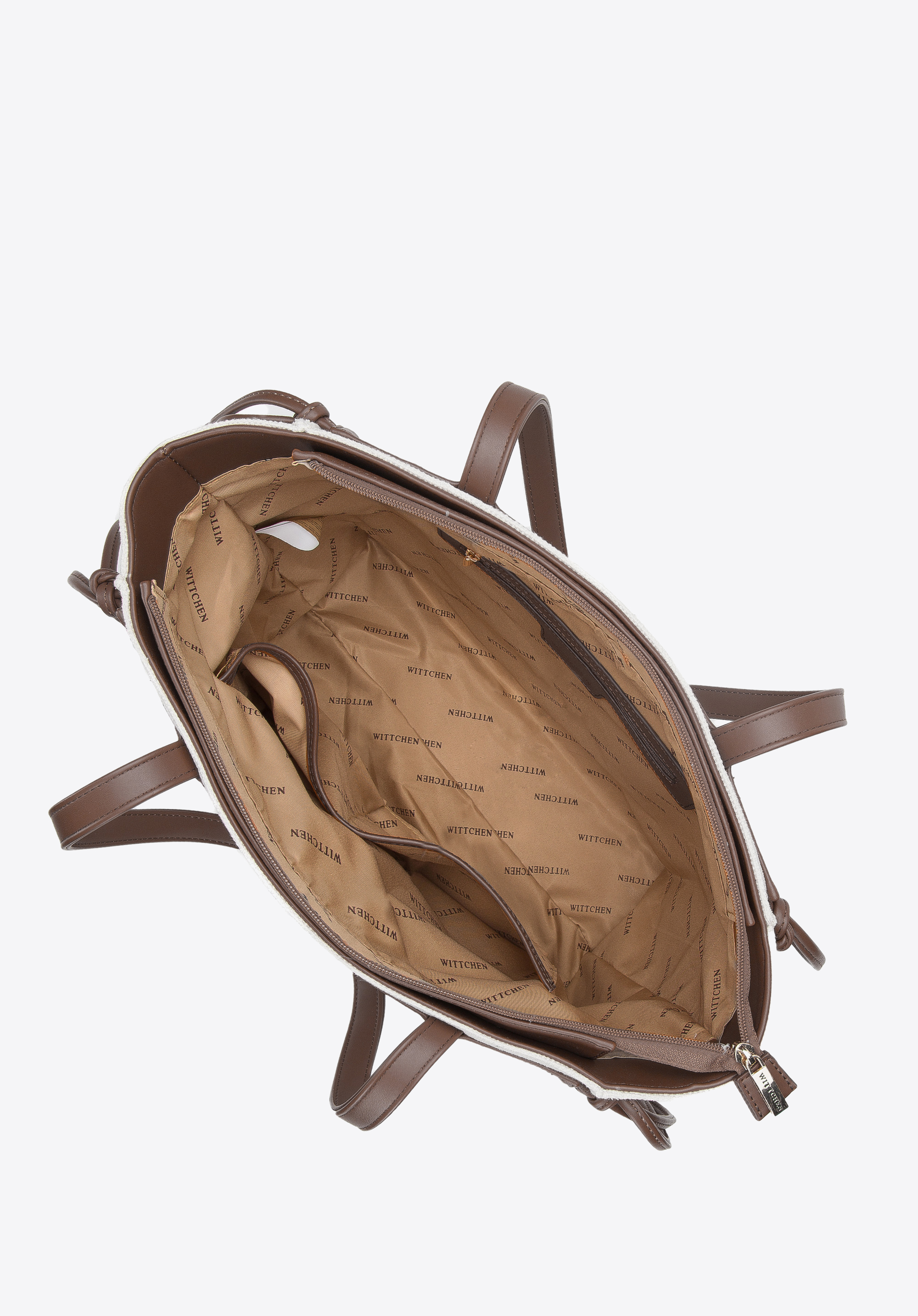 Torebka shopperka z bawełny z troczkami z ekoskóry