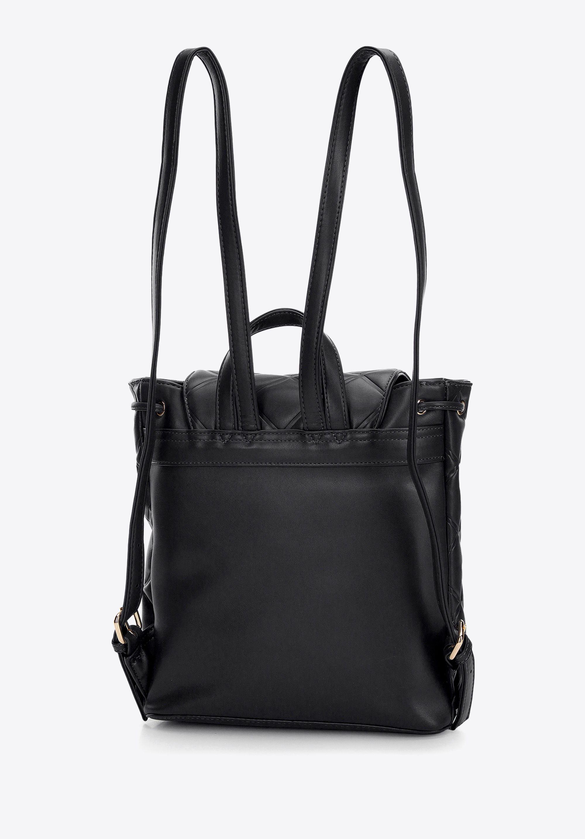 Damski plecak worek z geometrycznie pikowanej ekoskóry