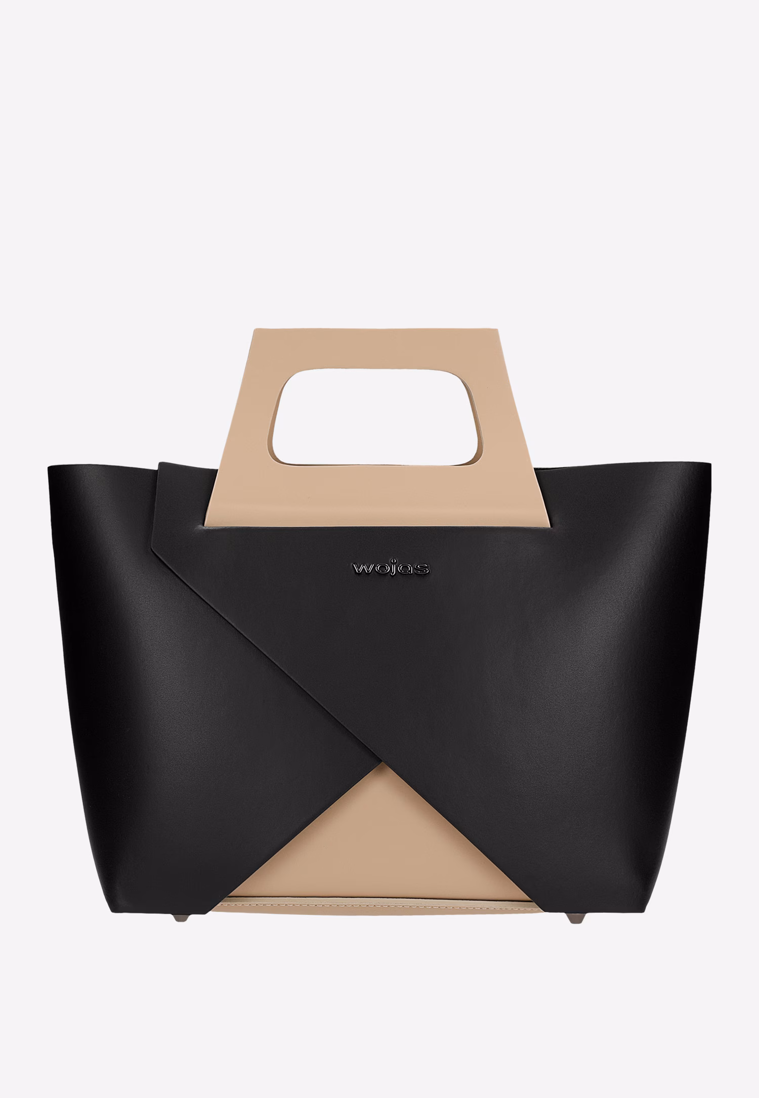 Czarno-beżowa torebka damska typu kuferek