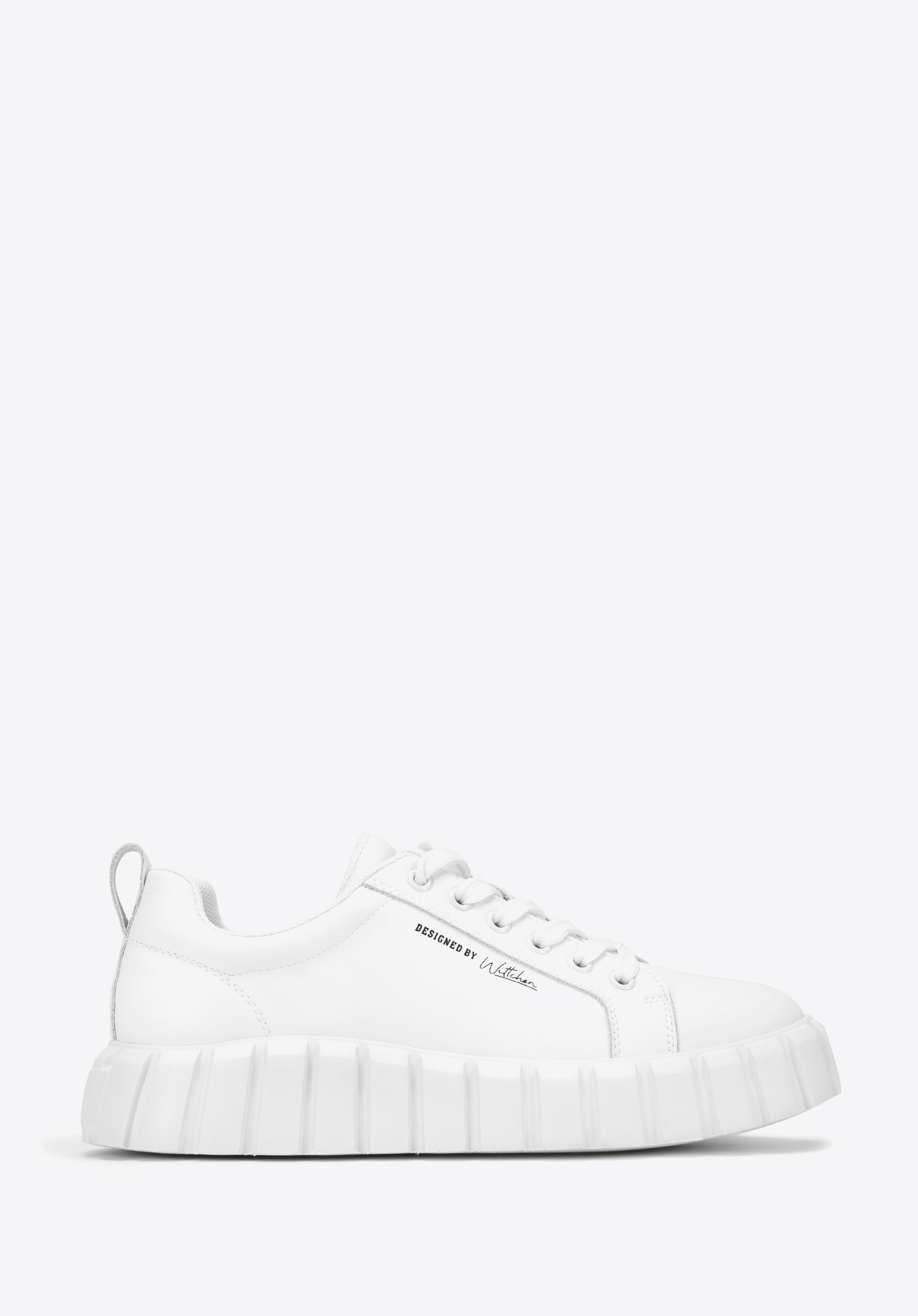 Damskie sneakersy skórzane na grubej platformie