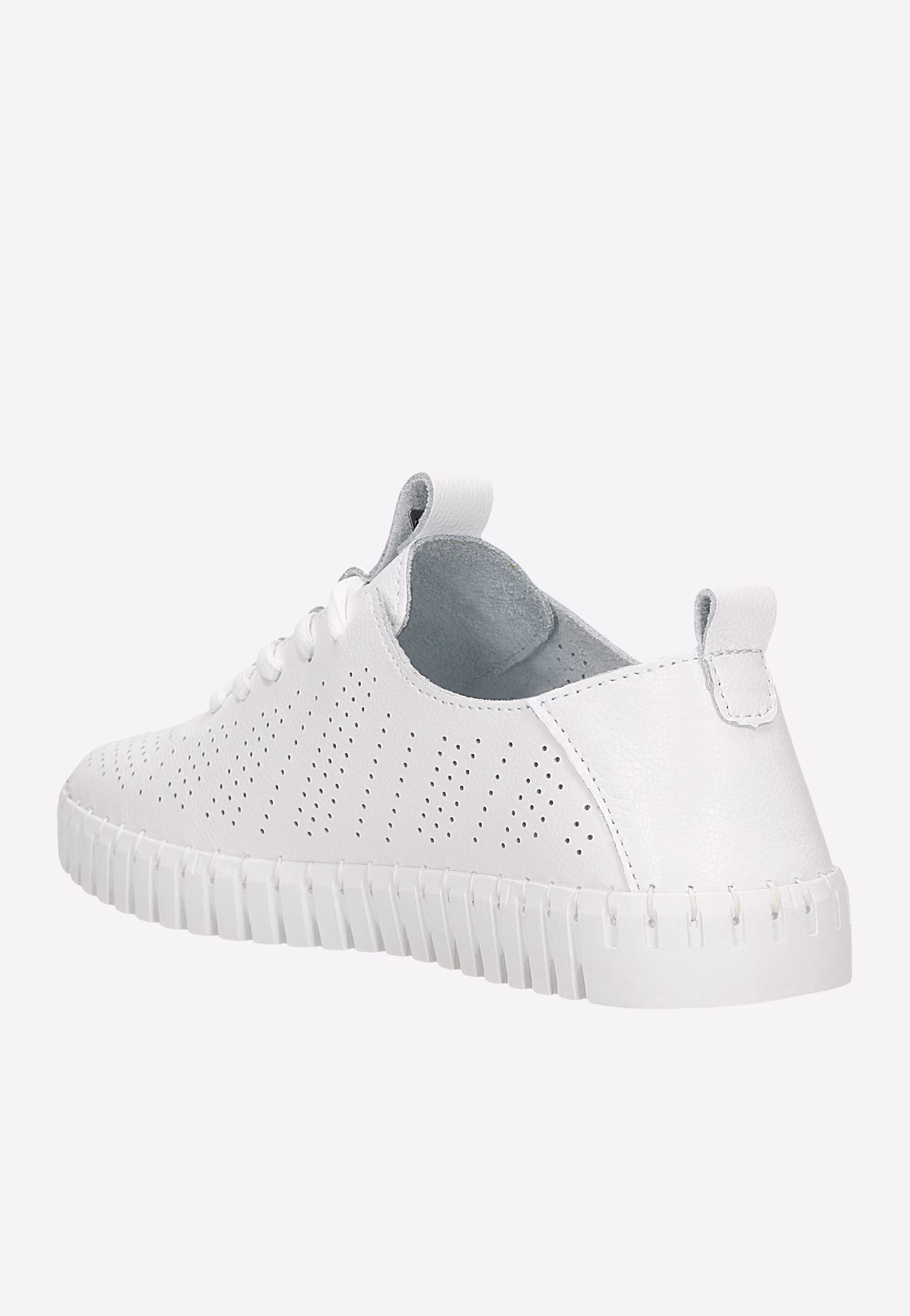 Białe trampki damskie z perforowanej skóry licowej