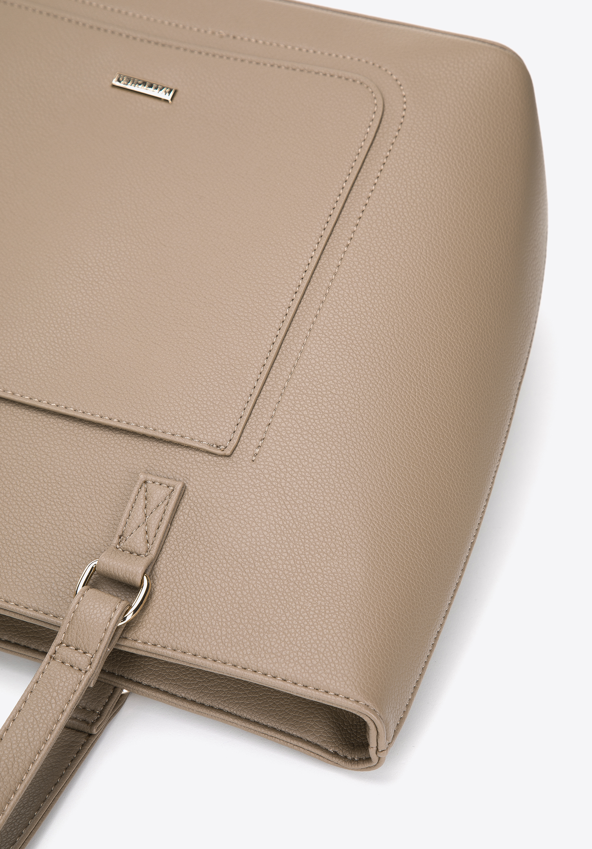 Torebka shopperka z ekoskóry z otwartą kieszenią z przodu