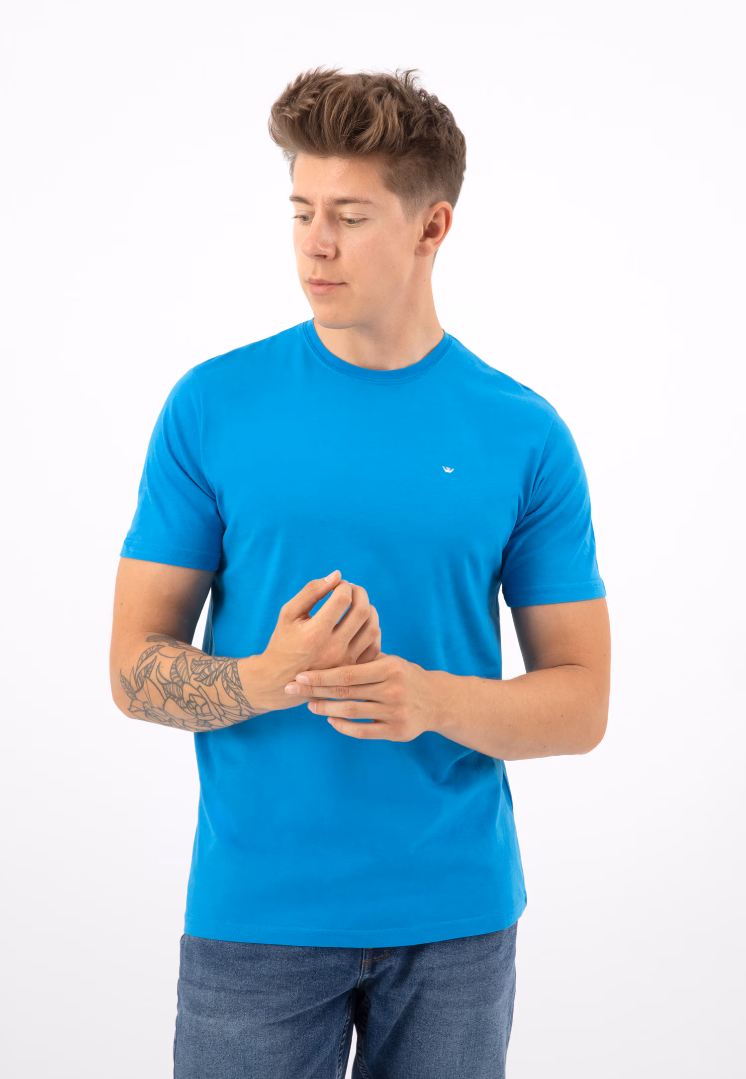 Jasnoniebieski t-shirt męski bawełniany