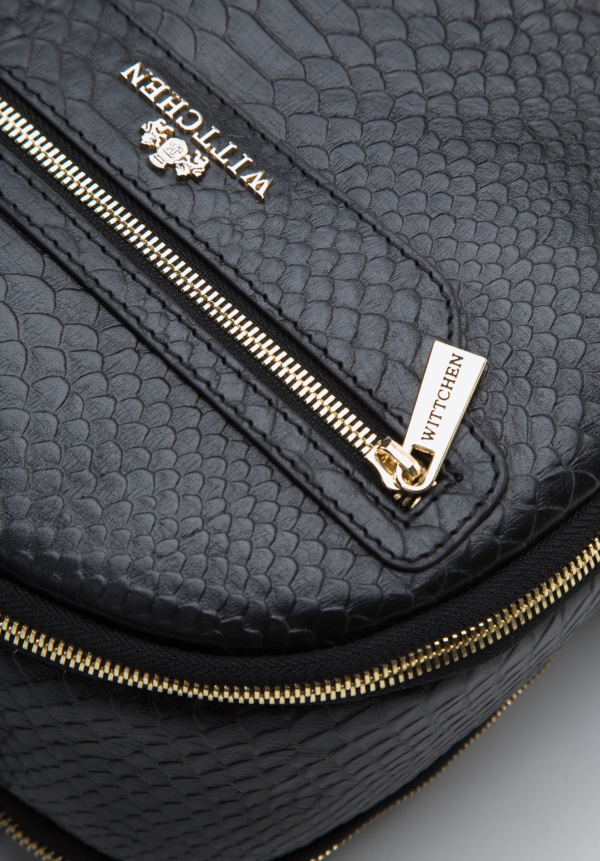 Damski plecak ze skóry o fakturze lizard dwukomorowy