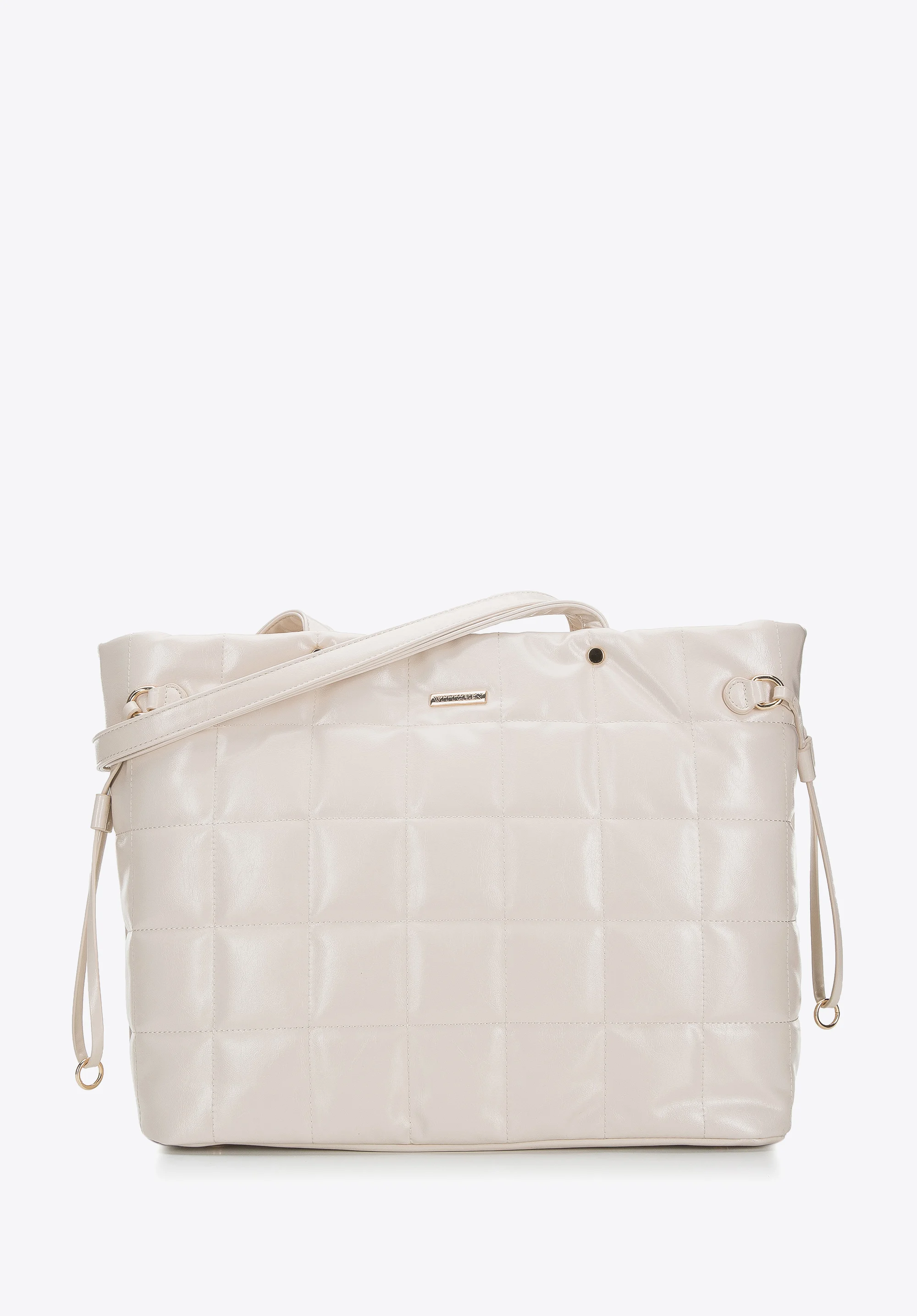 Torebka shopperka z ekoskóry pikowana w kwadraty