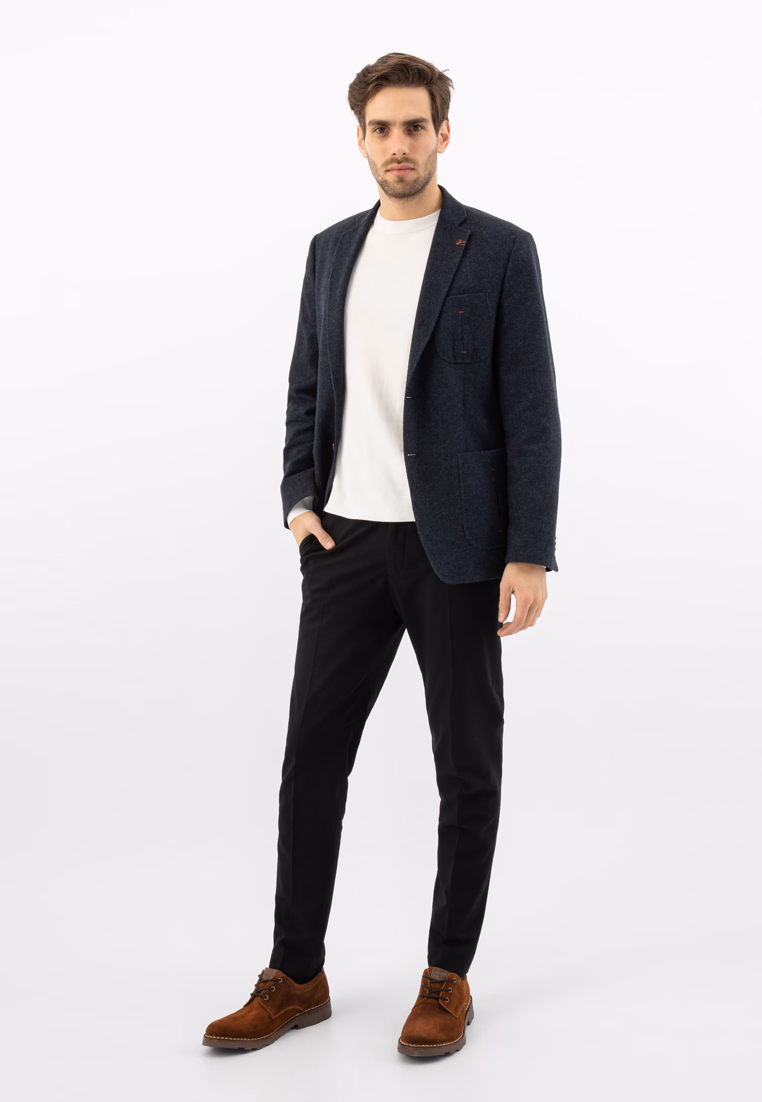 Brązowe półbuty męskie do kostki z dwoiny welurowej