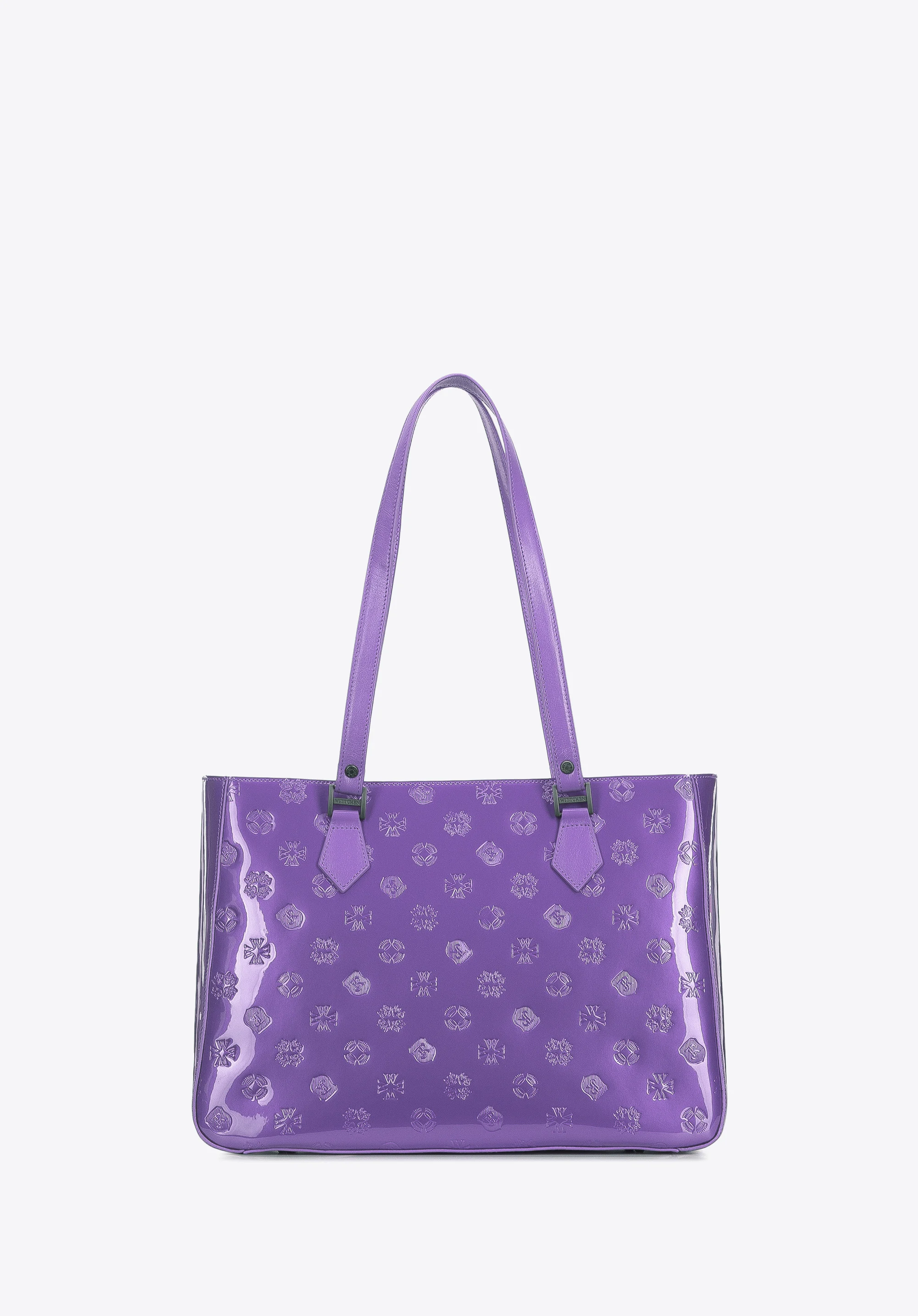 Torebka shopperka z błyszczącej skóry w monogram