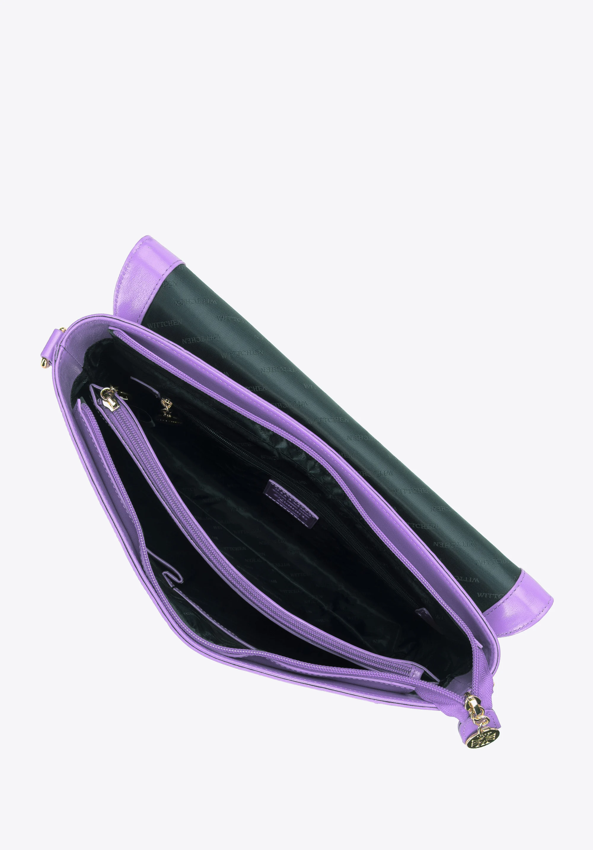 Damska listonoszka z metalicznej skóry lakierowanej duża